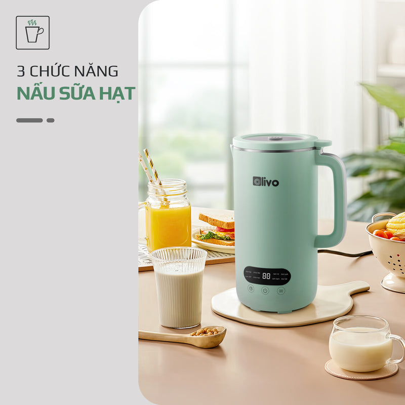 Máy Xay Nấu Đa Năng OLIVO CB1000 - Dung Tích 1L, Nắp INOX Kết Hợp Kính Cường Lực Duy Nhất Trên Thị Trường, Công Suất 880W, 9 Chế Độ, Chống Trào Tuyệt Đối
