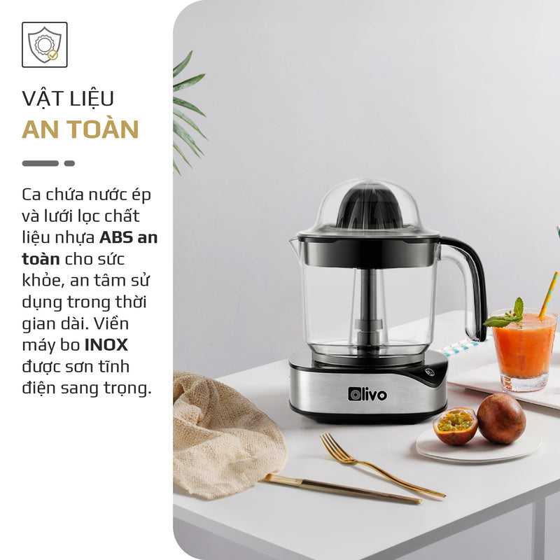 Máy Vắt Cam OLIVO CJ12 - Dung tích lớn 1.2L, Có Hai Đầu Vắt Lớn - Nhỏ, Công Suất 40W, Vắt Kiệt Nước, Sử Dụng Dễ Dàng