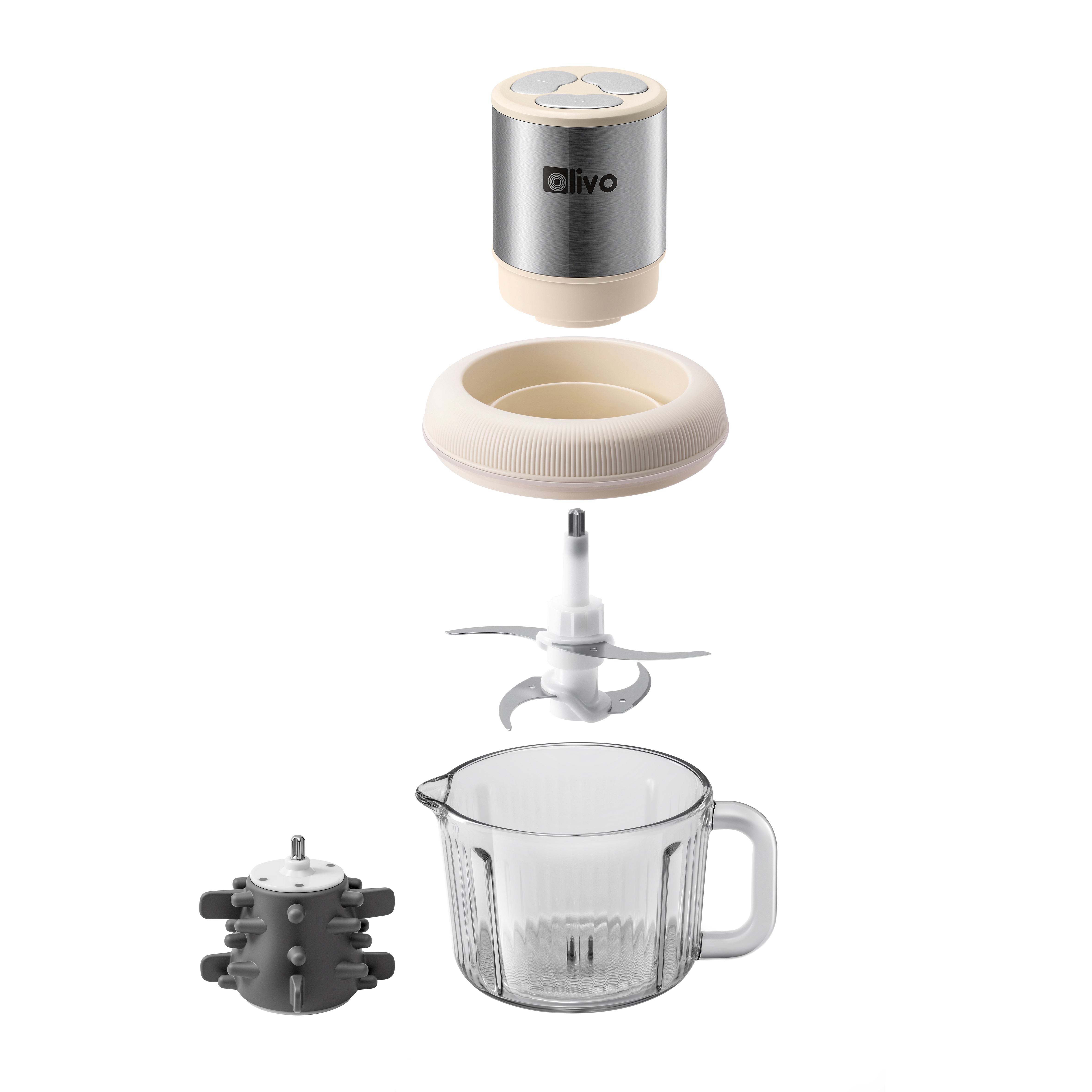 Máy Xay Thực Phẩm Đa Năng OLIVO FC25 - 2 Cối Xay - Dung Tích 2L Và 300ML - Công Suất 300W - 3 Chế Độ Xay