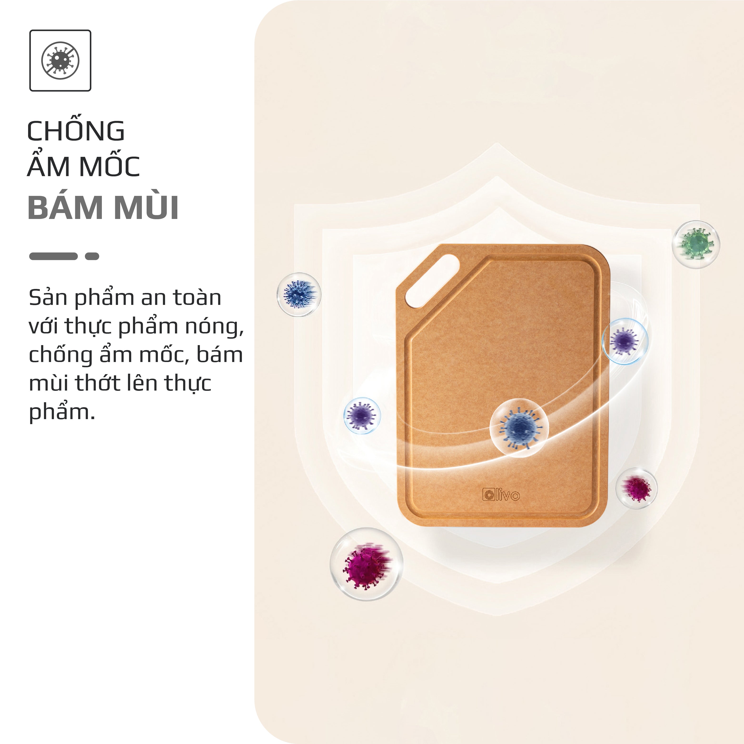 Thớt Sợi Gỗ OLIVO Wood Fiber K30S – K37S – Chống Cong Vênh, Ẩm Mốc, Không Bám Mùi Thực Phẩm – Sử Dụng Được Với Máy Rửa Bát