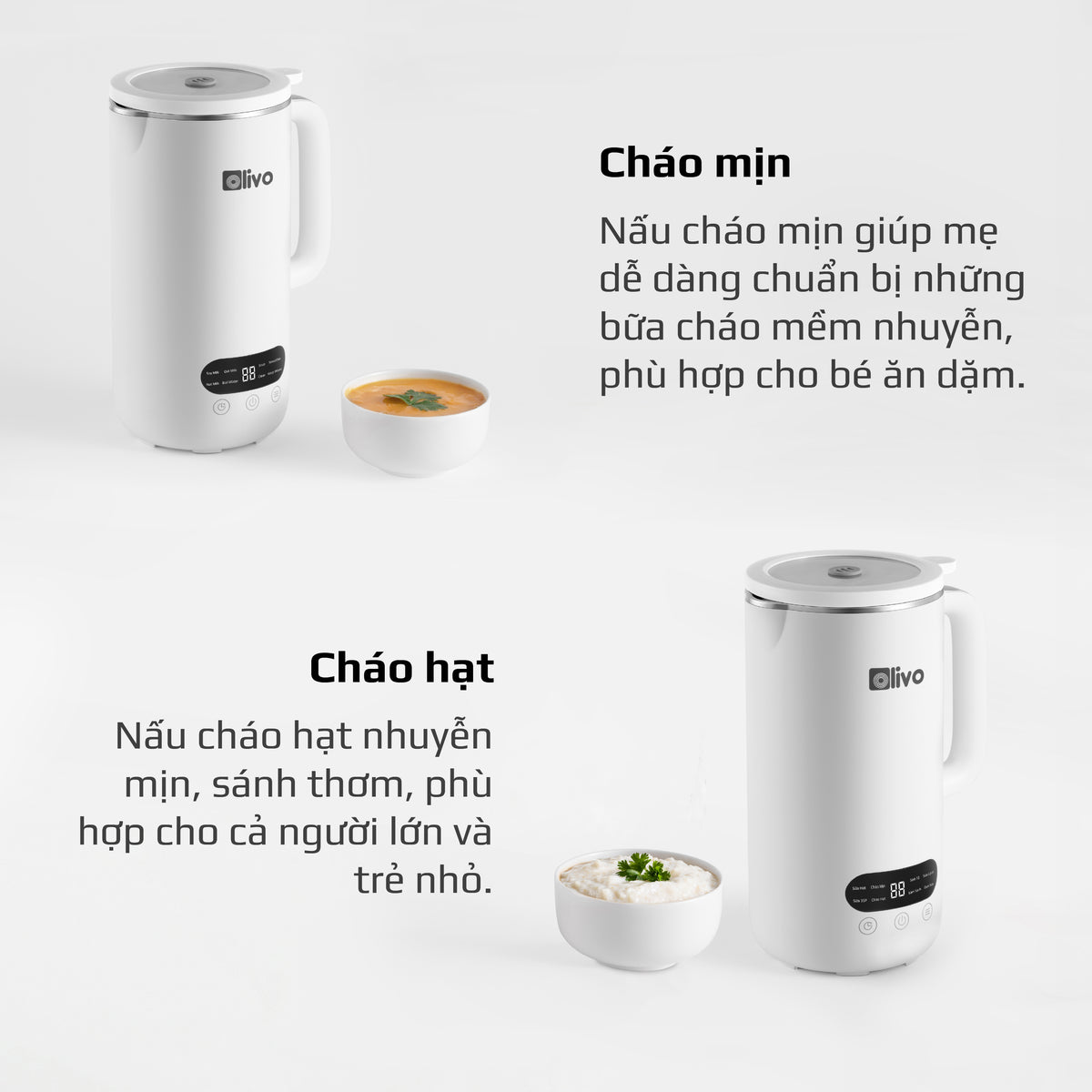 Máy Xay Nấu Đa Năng OLIVO CB1000 - Dung Tích 1L - 9 Chế Độ - Lòng Cối Inox 304 - Nắp Kính Cường Lực - Công Suất 880W - Chống Trào Hiệu Quả