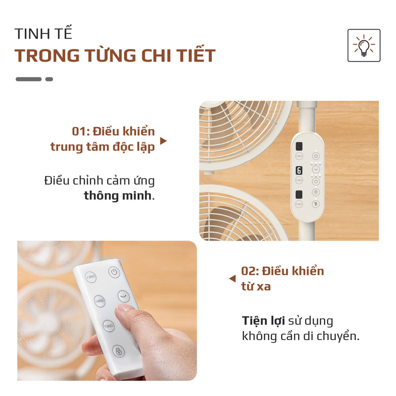 Quạt Tuần Hoàn Không Khí OLIVO CF1 PRO - Bộ 03 Lồng Quạt Hoạt Động Độc Lập, Góc Quay 240°, Tích Hợp Ngăn Chứa Tinh Dầu Thơm, Êm Ái