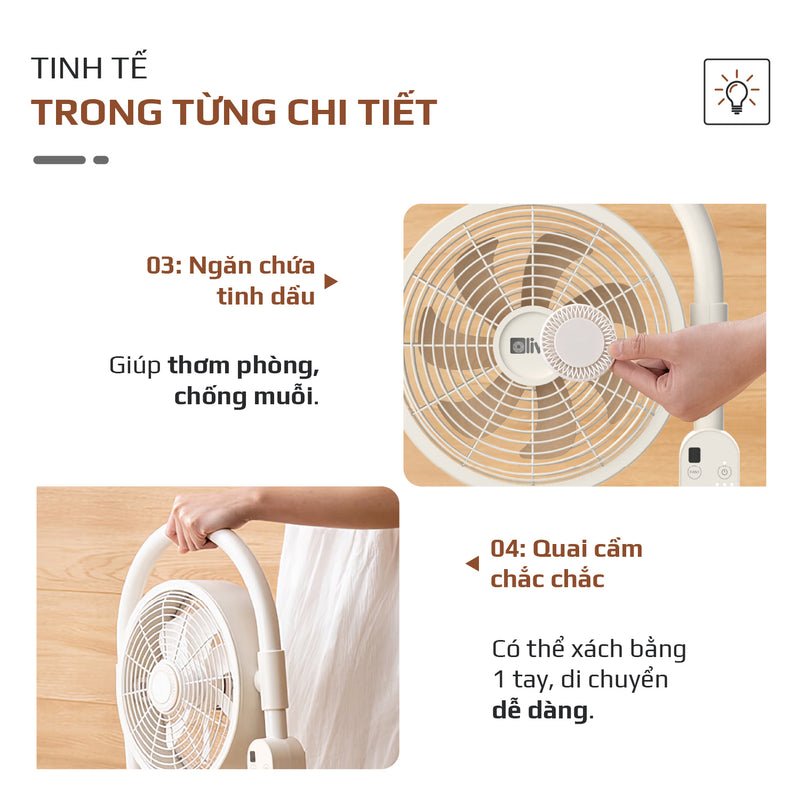 Quạt Tuần Hoàn Không Khí OLIVO CF1 PRO - Bộ 03 Lồng Quạt Hoạt Động Độc Lập, Góc Quay 240°, Tích Hợp Ngăn Chứa Tinh Dầu Thơm, Êm Ái