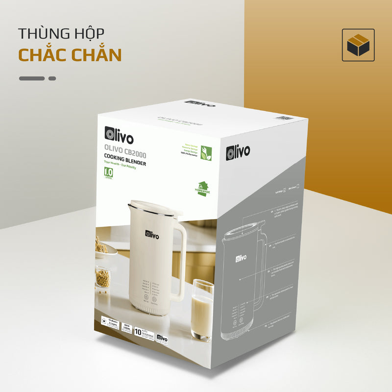 Máy Xay Nấu Đa Năng OLIVO CB2000 - Dung Tích 1000ML, Độ Ồn Thấp, Chống Trào Tuyệt Đối, Dễ Vệ Sinh