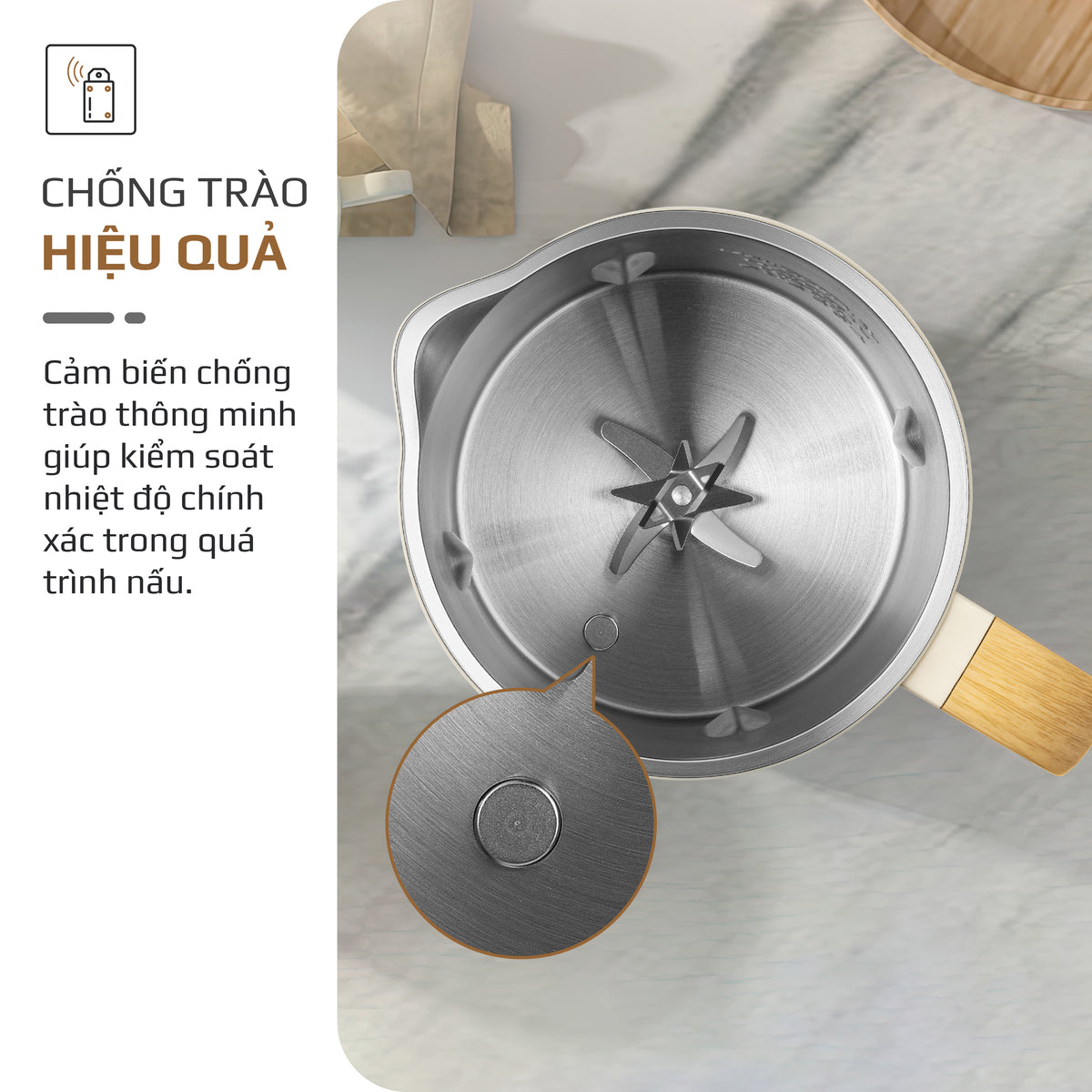 Máy Xay Nấu Đa Năng OLIVO CB1200 - Dung Tích 1.2L - Nắp INOX 304 Kết Hợp Kính Cường Lực - 10 Chế Độ, Khử Khuẩn, Chống Trào Hiệu Quả
