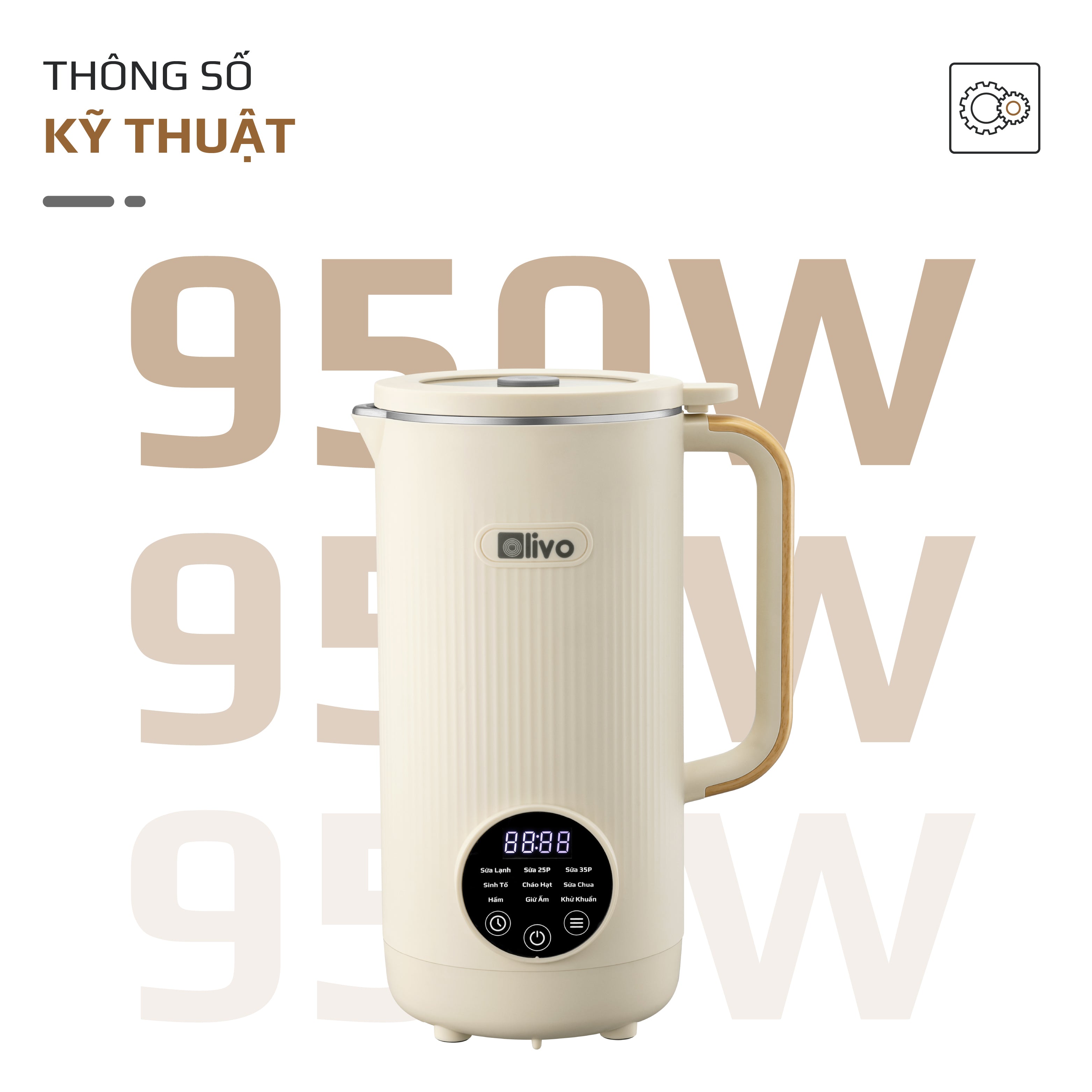 Máy Xay Nấu Đa Năng OLIVO CB1200 - Dung Tích 1.2L - Nắp INOX 304 Kết Hợp Kính Cường Lực - 10 Chế Độ, Khử Khuẩn, Chống Trào Tuyệt Đối