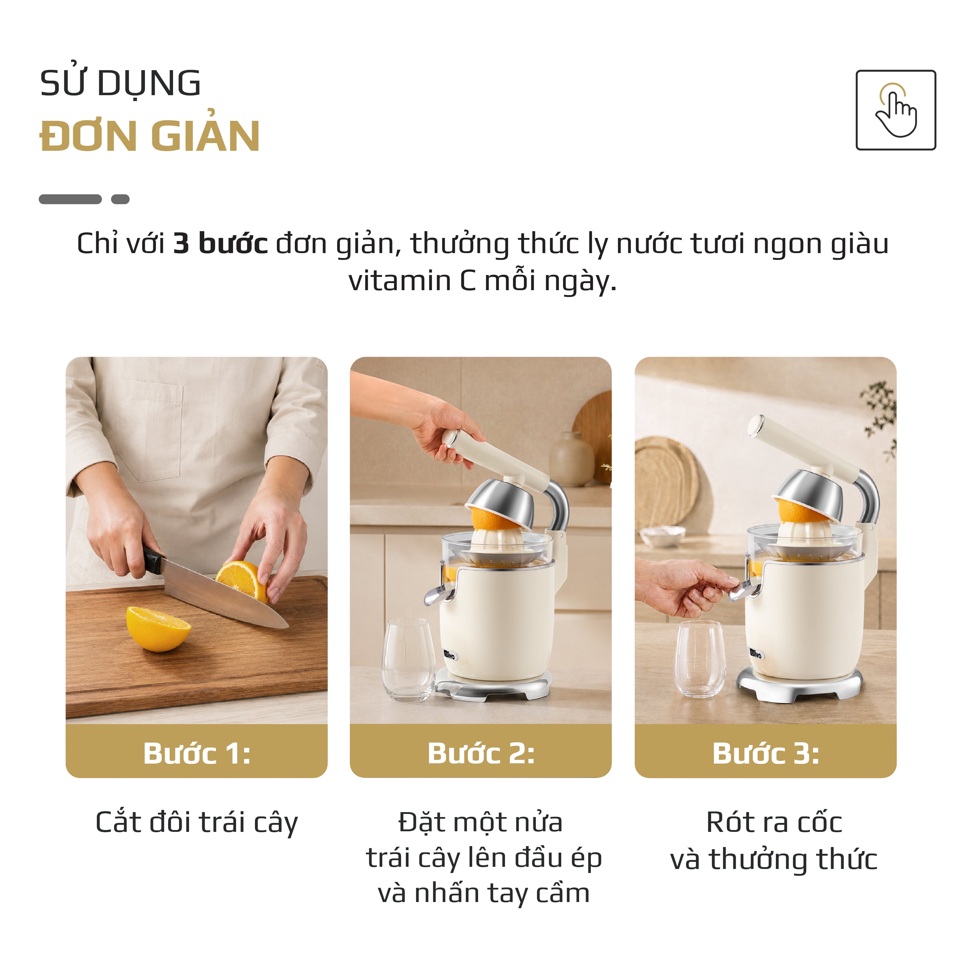 Máy Vắt Cam Trợ Lực Olivo CJ26 - Ép Kiệt Tối Ưu, Tay Cầm Trợ Lực, 2 Đầu Ép Linh Hoạt, Lưới Lọc Inox, Công Suất 600W, Thiết Kế Tối Giản Hiện Đại