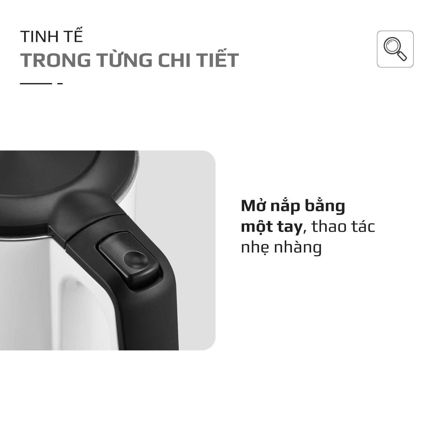 Ấm Siêu Tốc OLIVO EK200 – Màu Trắng Đen Hiện Đại, Lòng Ấm Inox 304, Bảo Vệ 4 Lớp, Dung Tích 1.5L, Công Suất Lớn 1500-1800W