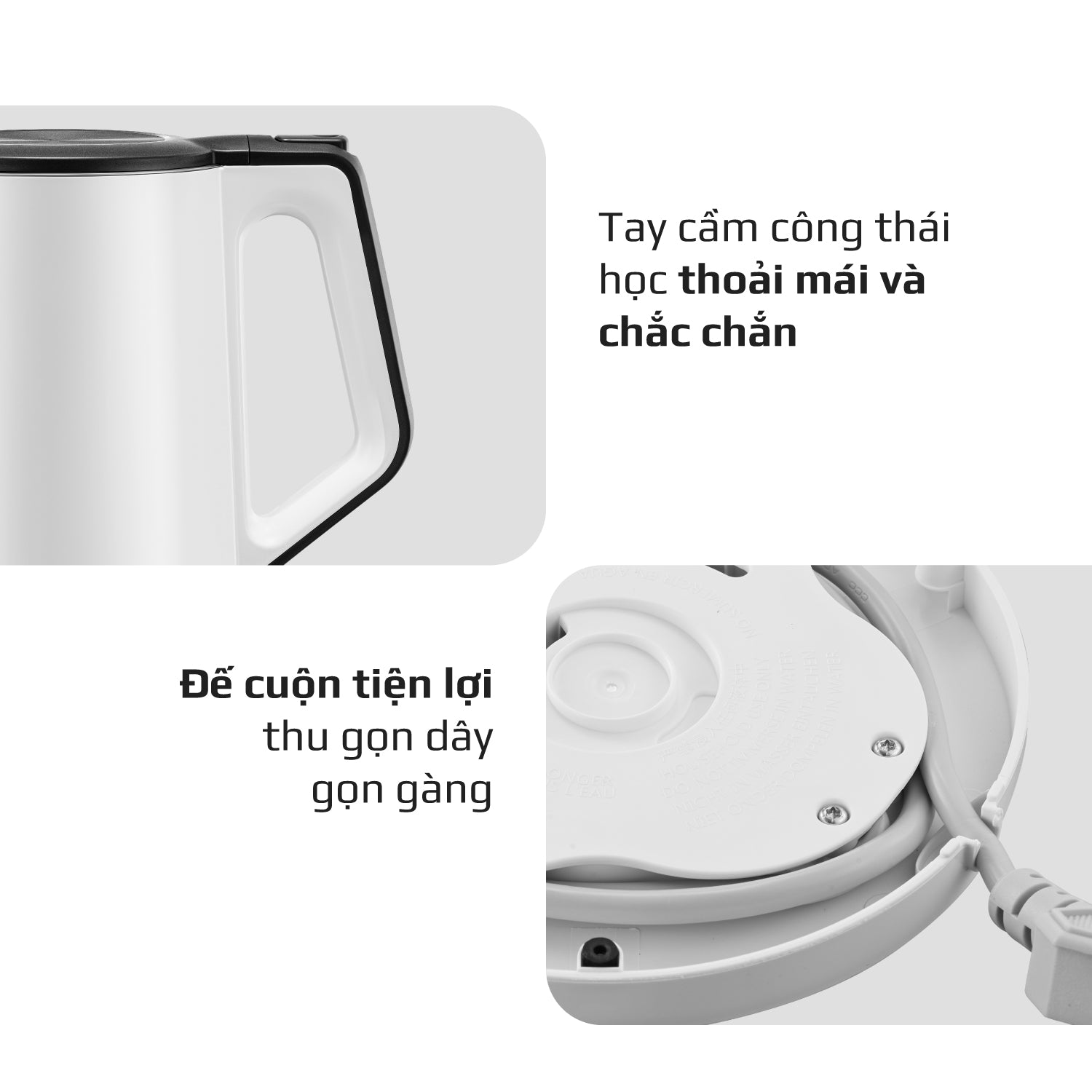 Ấm Siêu Tốc OLIVO EK200 – Màu Trắng Đen Hiện Đại, Lòng Ấm Inox 304, Bảo Vệ 4 Lớp, Dung Tích 1.5L, Công Suất Lớn 1500-1800W