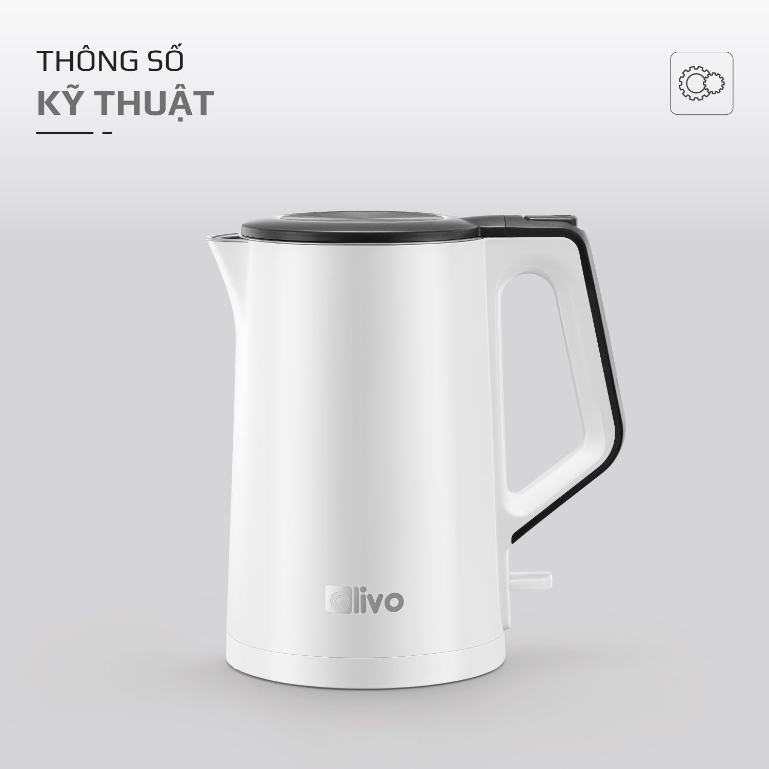 Ấm Siêu Tốc OLIVO EK200 – Màu Trắng Đen Hiện Đại, Lòng Ấm Inox 304, Bảo Vệ 4 Lớp, Dung Tích 1.5L, Công Suất Lớn 1500-1800W