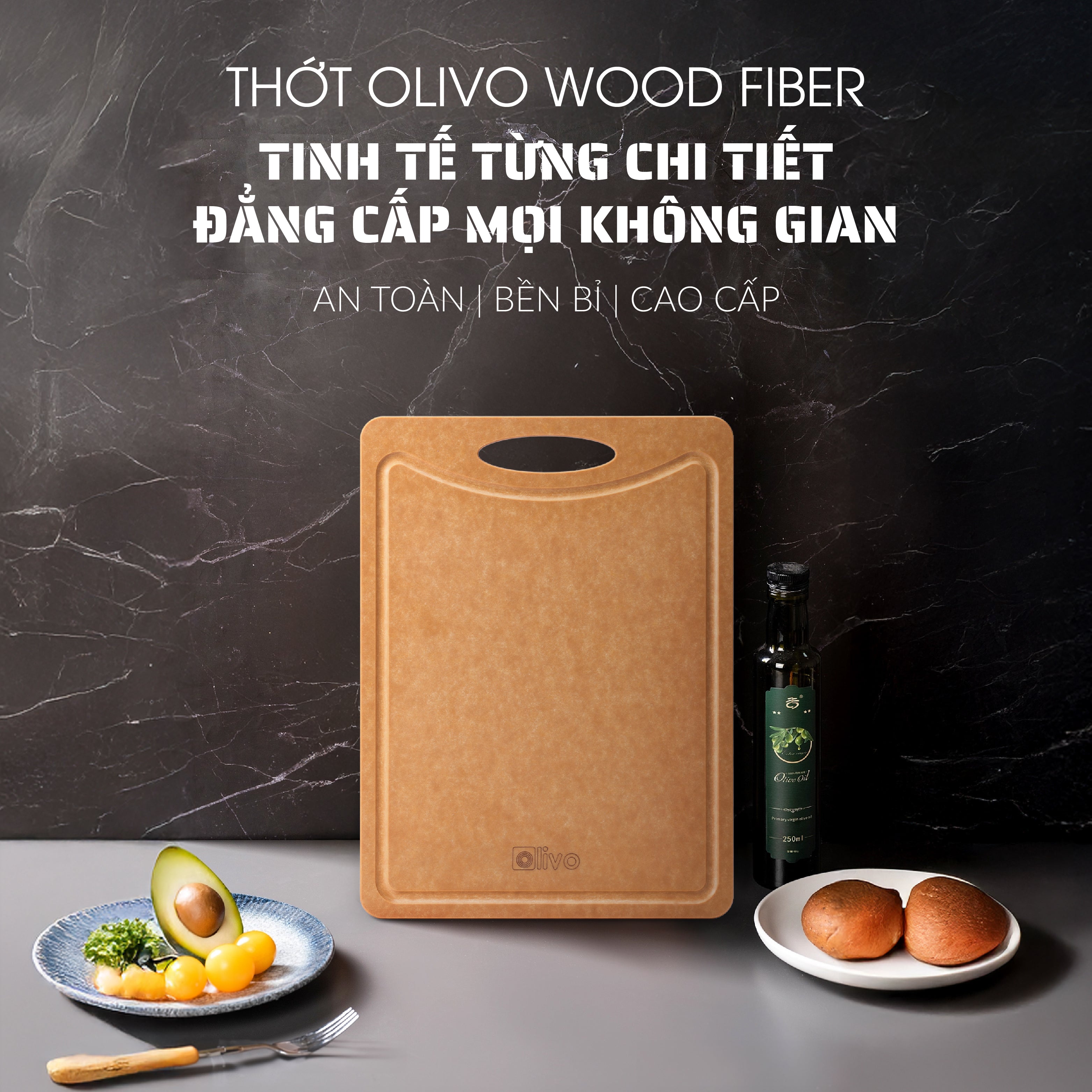 Thớt Gỗ OLIVO Wood Fiber W306 – W376 – Chống Cong Vênh, Ẩm Mốc, Không Bám Mùi Thực Phẩm – Sử Dụng Được Với Máy Rửa Bát