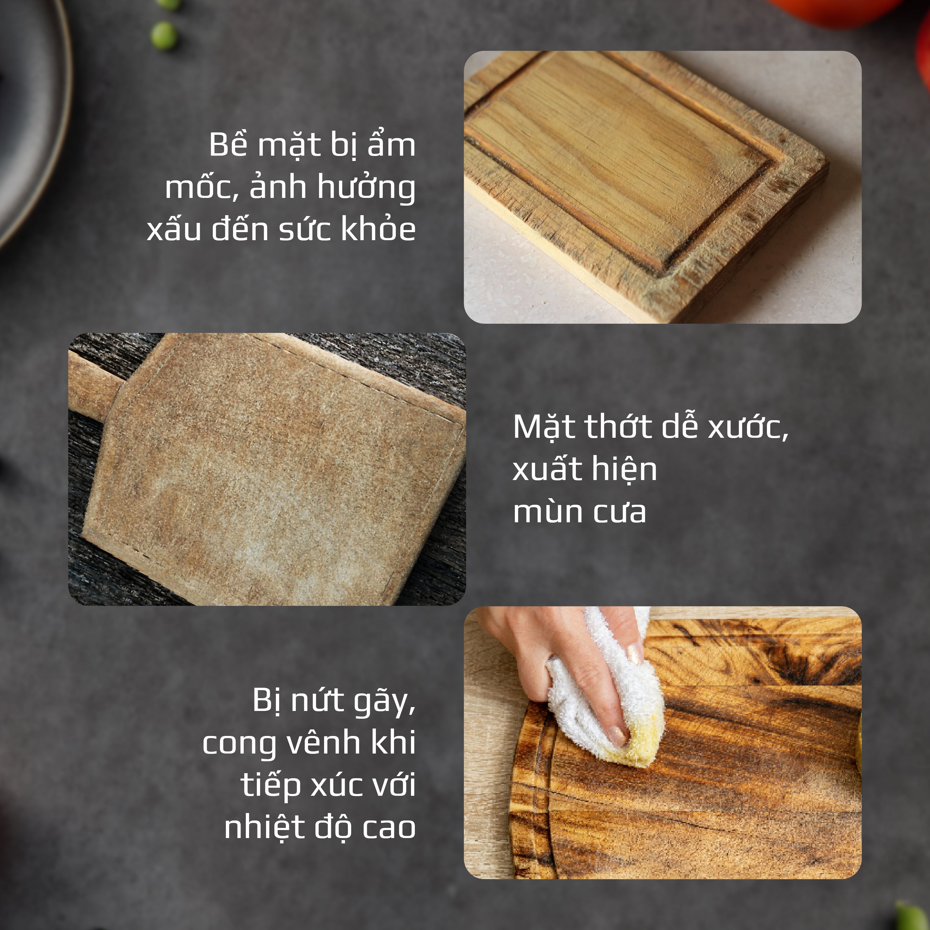 Thớt Gỗ OLIVO Wood Fiber W306 – W376 – Chống Cong Vênh, Ẩm Mốc, Không Bám Mùi Thực Phẩm – Sử Dụng Được Với Máy Rửa Bát