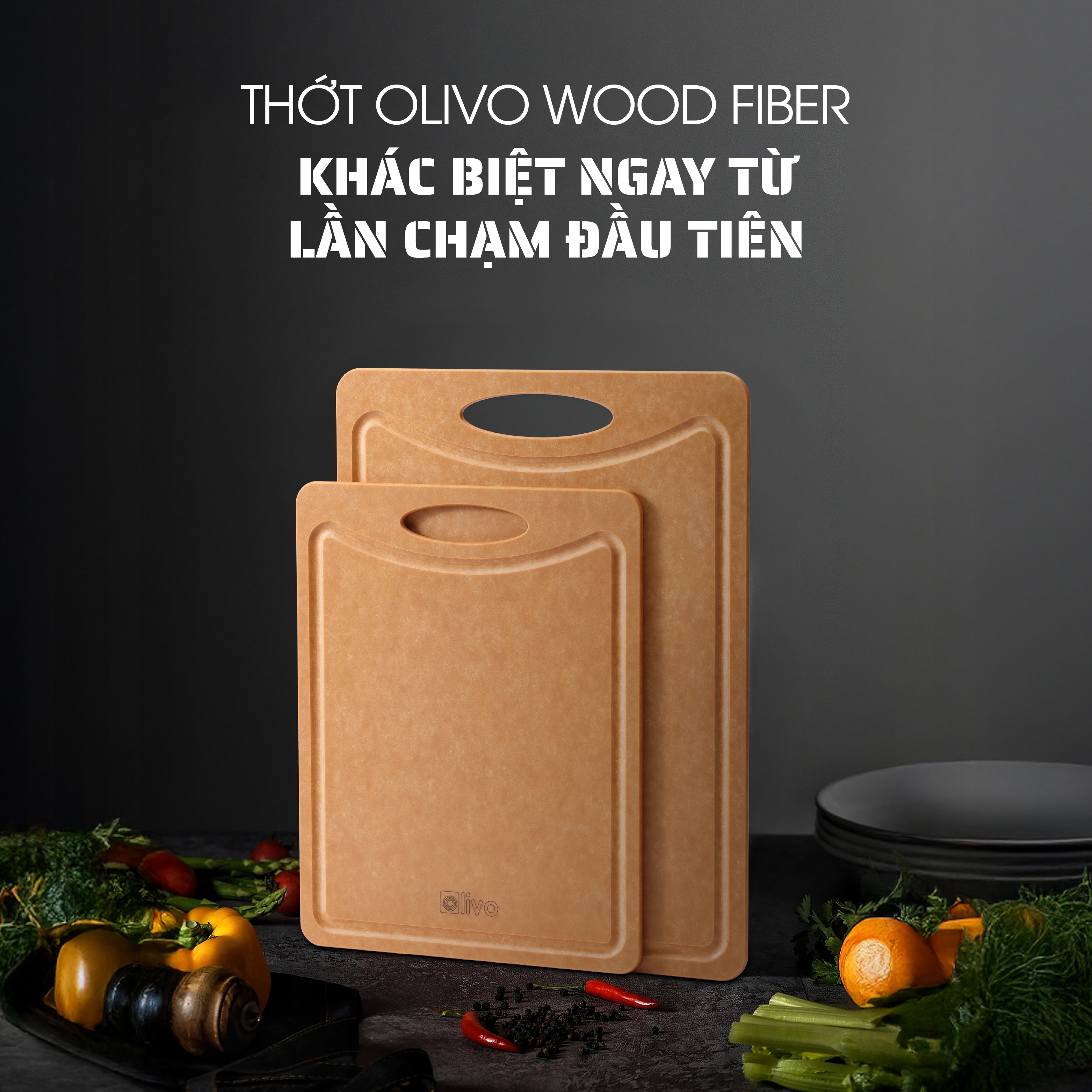 Thớt Gỗ OLIVO Wood Fiber W306 – W376 – Chống Cong Vênh, Ẩm Mốc, Không Bám Mùi Thực Phẩm – Sử Dụng Được Với Máy Rửa Bát