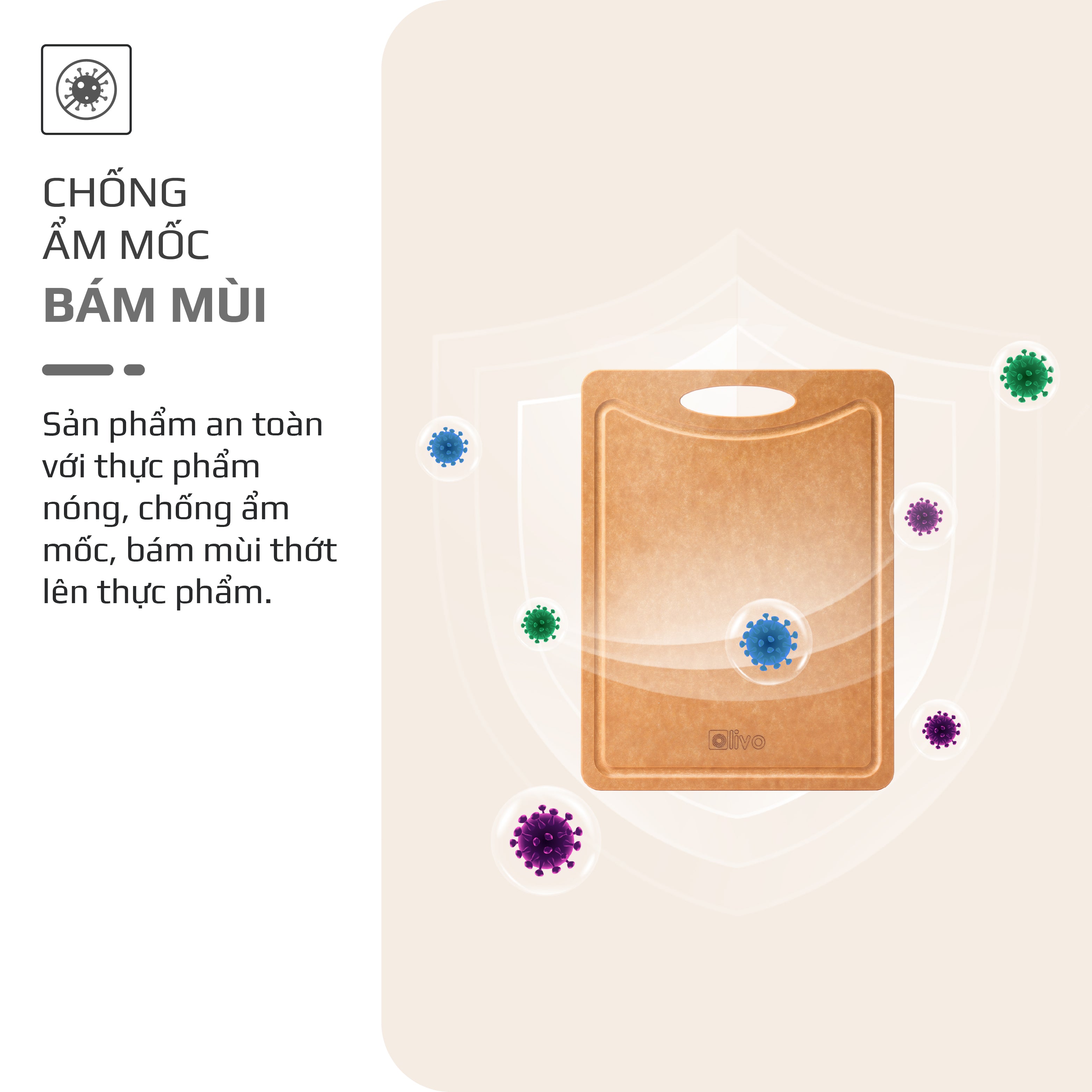 Thớt Gỗ OLIVO Wood Fiber W306 – W376 – Chống Cong Vênh, Ẩm Mốc, Không Bám Mùi Thực Phẩm – Sử Dụng Được Với Máy Rửa Bát