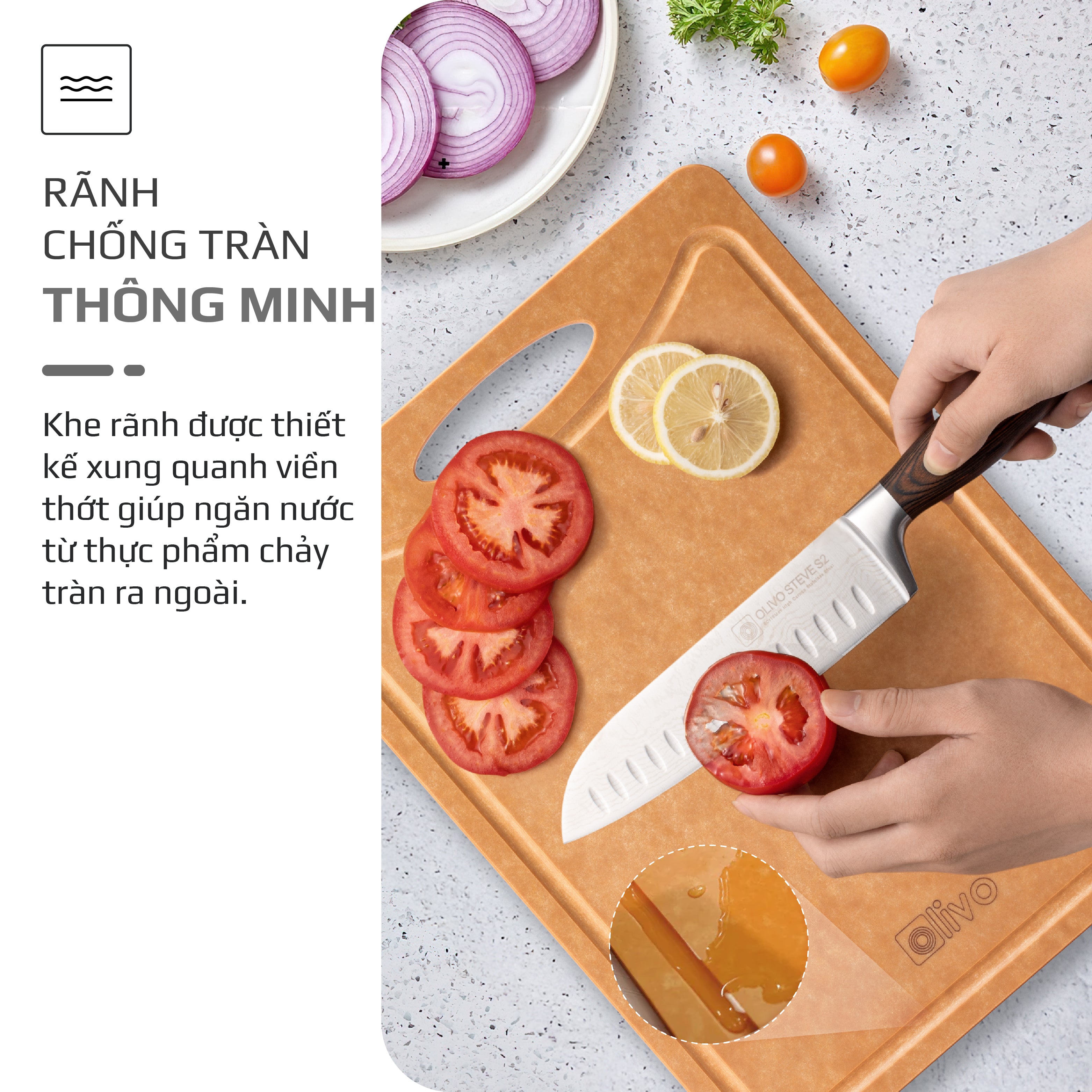 Thớt Gỗ OLIVO Wood Fiber W306 – W376 – Chống Cong Vênh, Ẩm Mốc, Không Bám Mùi Thực Phẩm – Sử Dụng Được Với Máy Rửa Bát