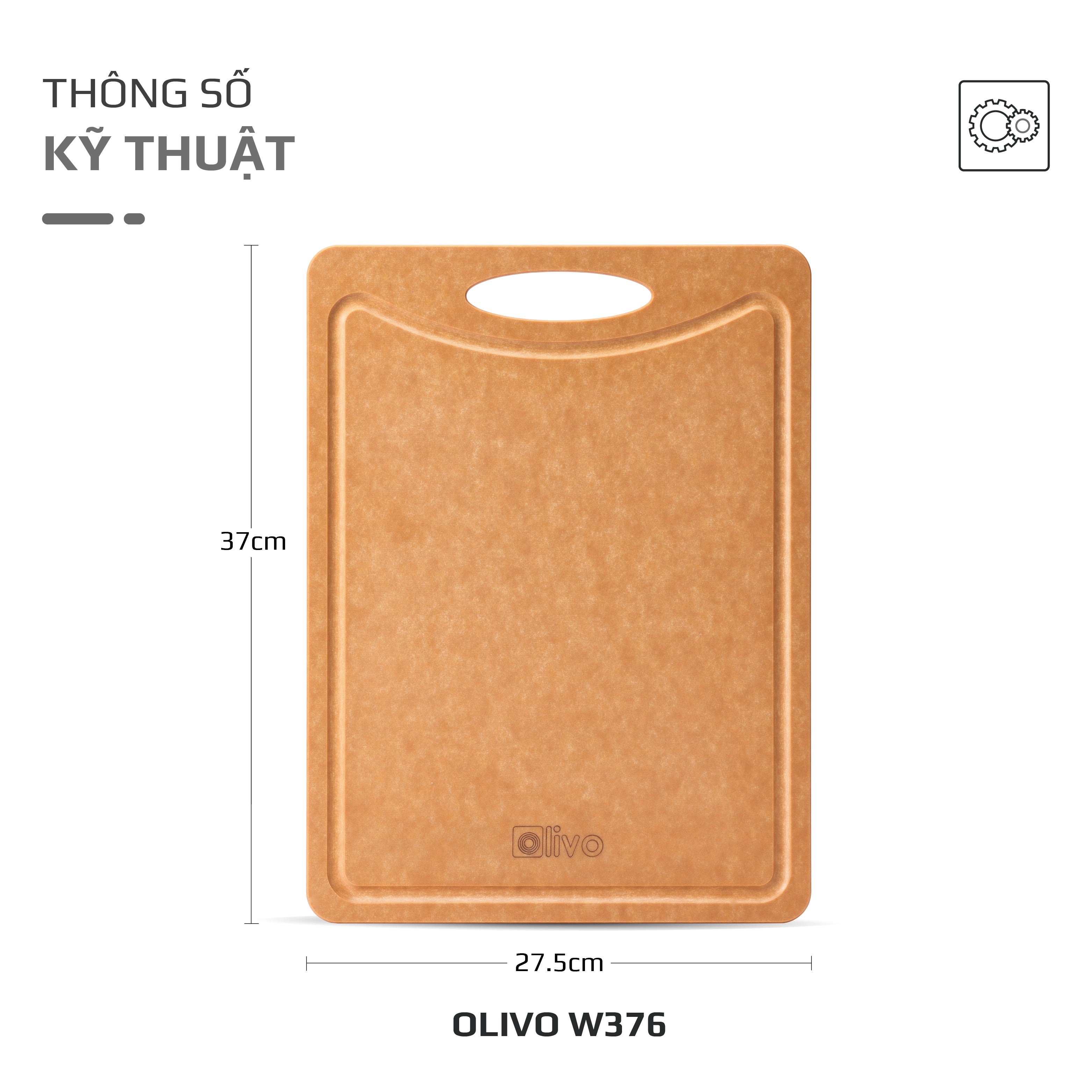 Thớt Gỗ OLIVO Wood Fiber W306 – W376 – Chống Cong Vênh, Ẩm Mốc, Không Bám Mùi Thực Phẩm – Sử Dụng Được Với Máy Rửa Bát