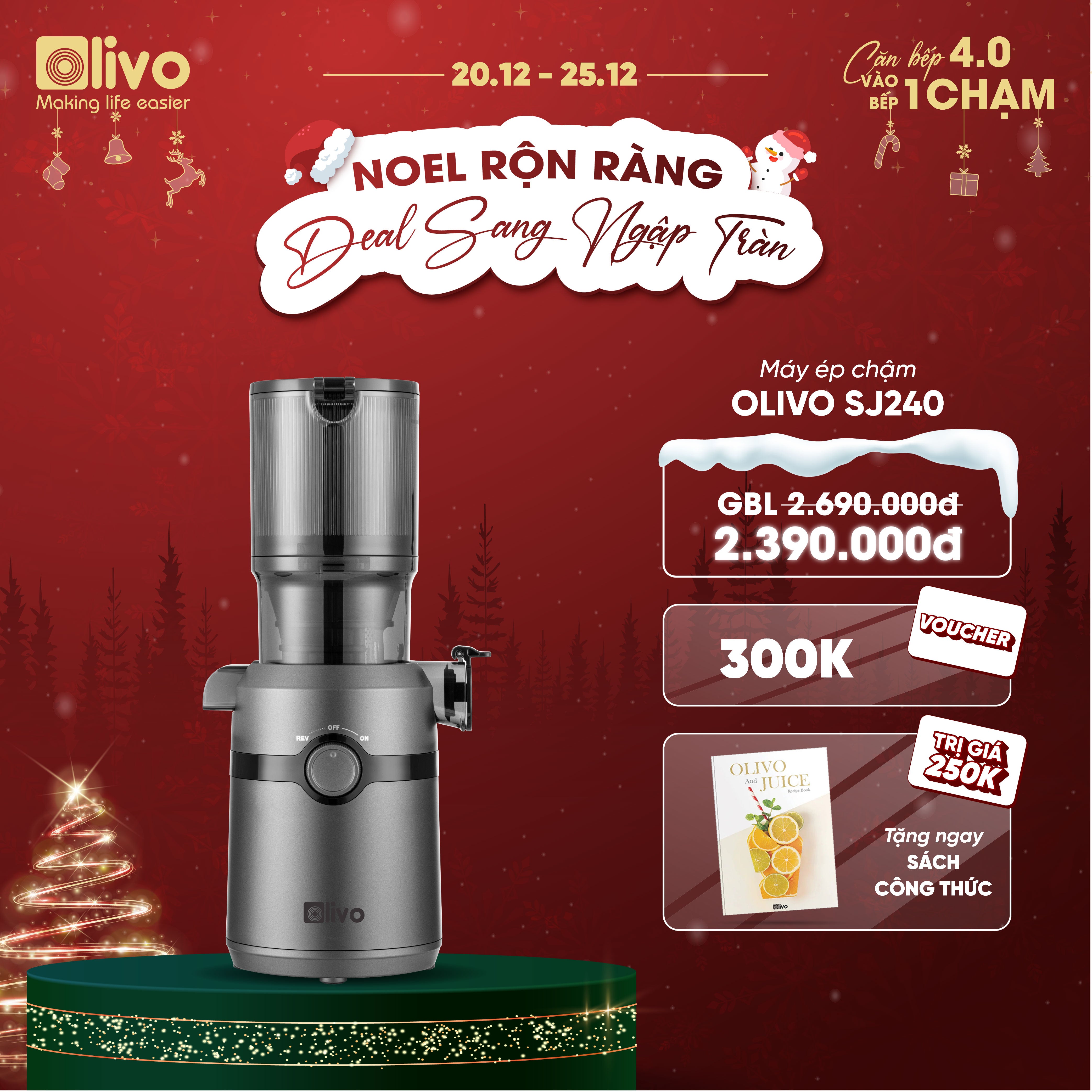 Máy Ép Chậm OLIVO SJ240 - Phiên Bản Giới Hạn Màu Titanium - Khoang Tiếp Lớn - Giải Pháp Hoàn Hảo Cho Việc Ép Kết Hợp Trái Cây, Rau Củ