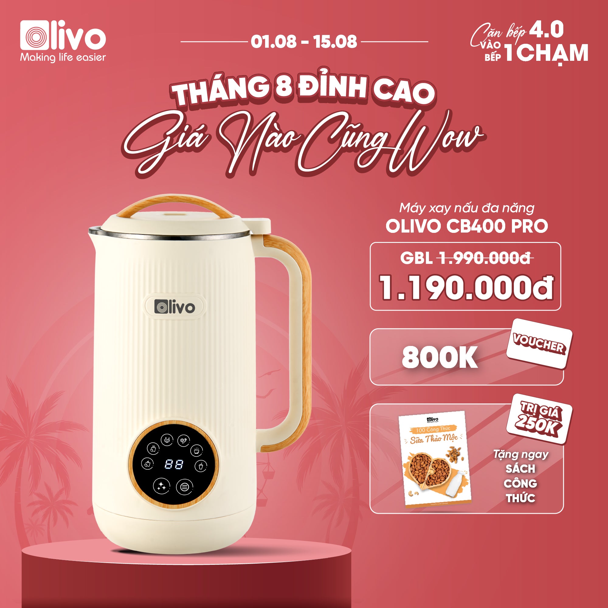 Máy Xay Nấu Đa Năng OLIVO CB400 PRO – Nhỏ Gọn Tiện Mang Theo – Đa Chức Năng – Cao Cấp
