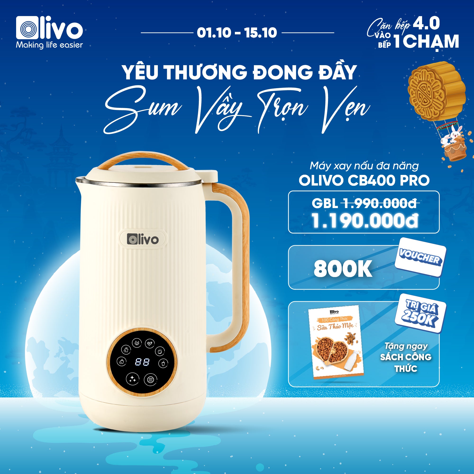 Máy Xay Nấu Đa Năng OLIVO CB400 PRO – Nhỏ Gọn Tiện Mang Theo – Đa Chức Năng – Cao Cấp