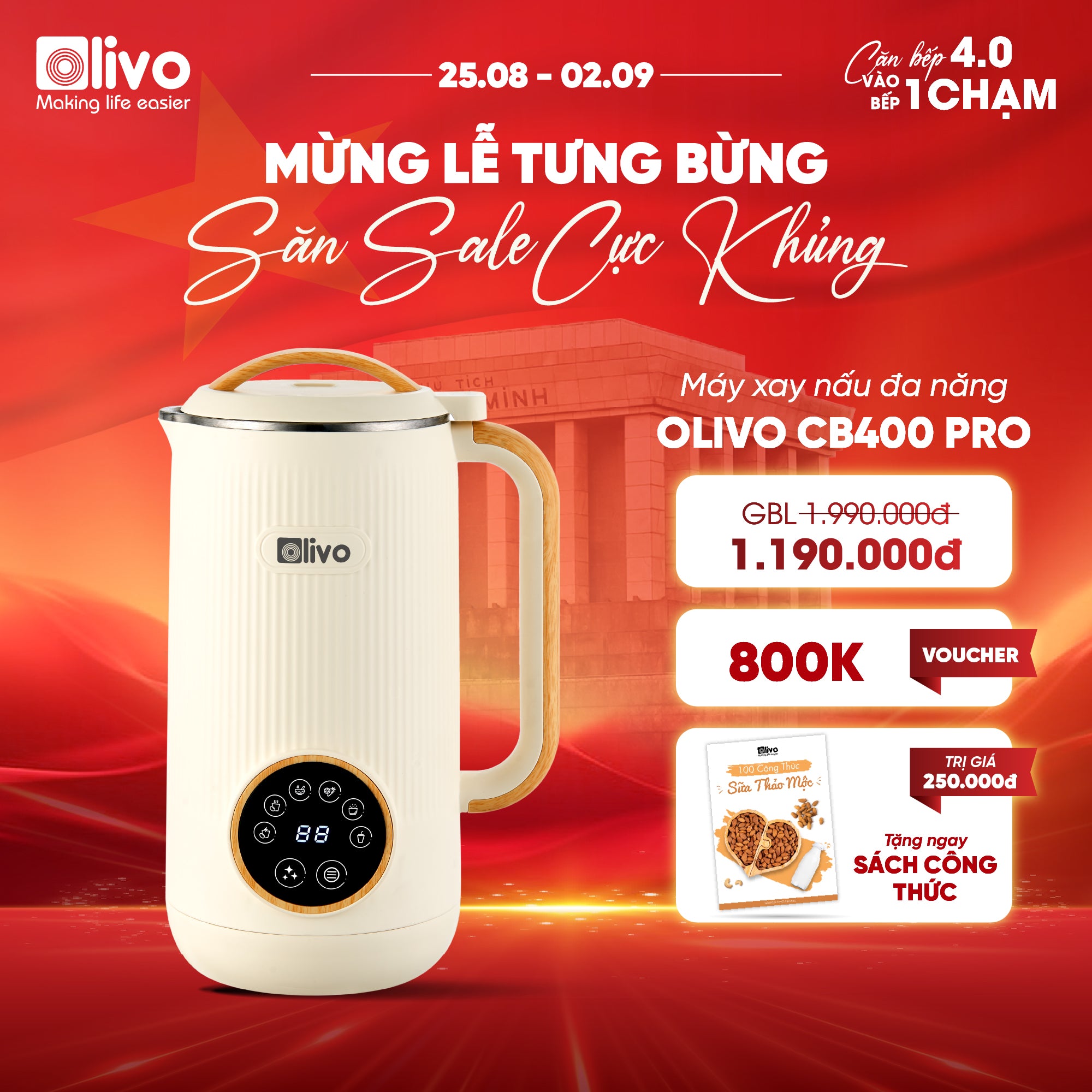 Máy Xay Nấu Đa Năng OLIVO CB400 PRO – Nhỏ Gọn Tiện Mang Theo – Đa Chức Năng – Cao Cấp