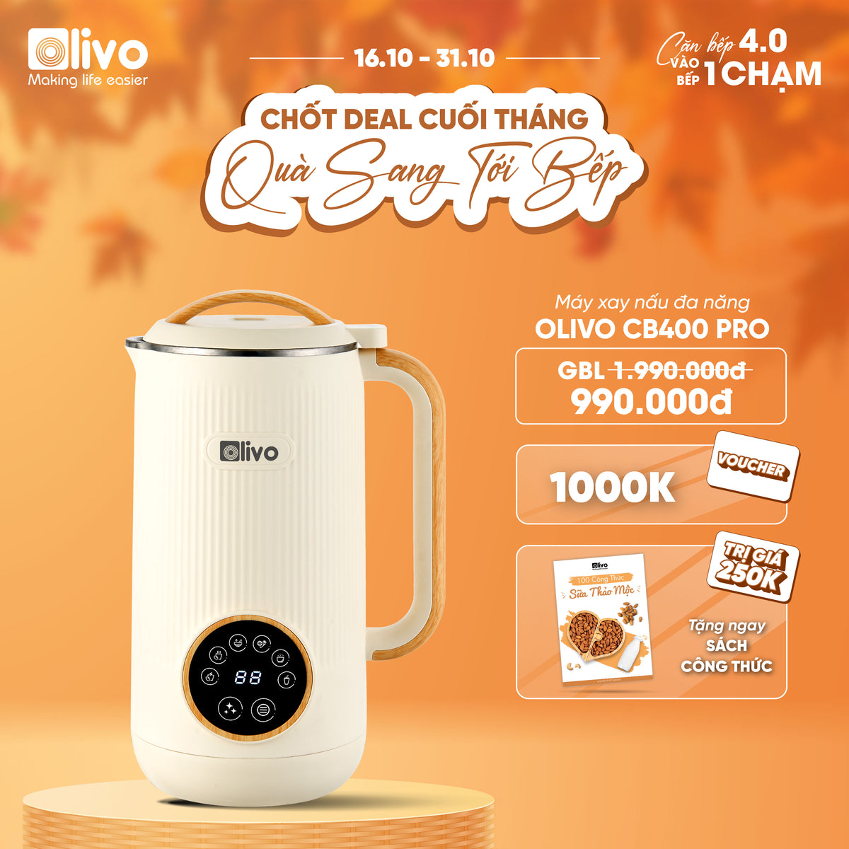 Máy Xay Nấu Đa Năng OLIVO CB400 PRO – Nhỏ Gọn Tiện Mang Theo – Đa Chức Năng – Cao Cấp