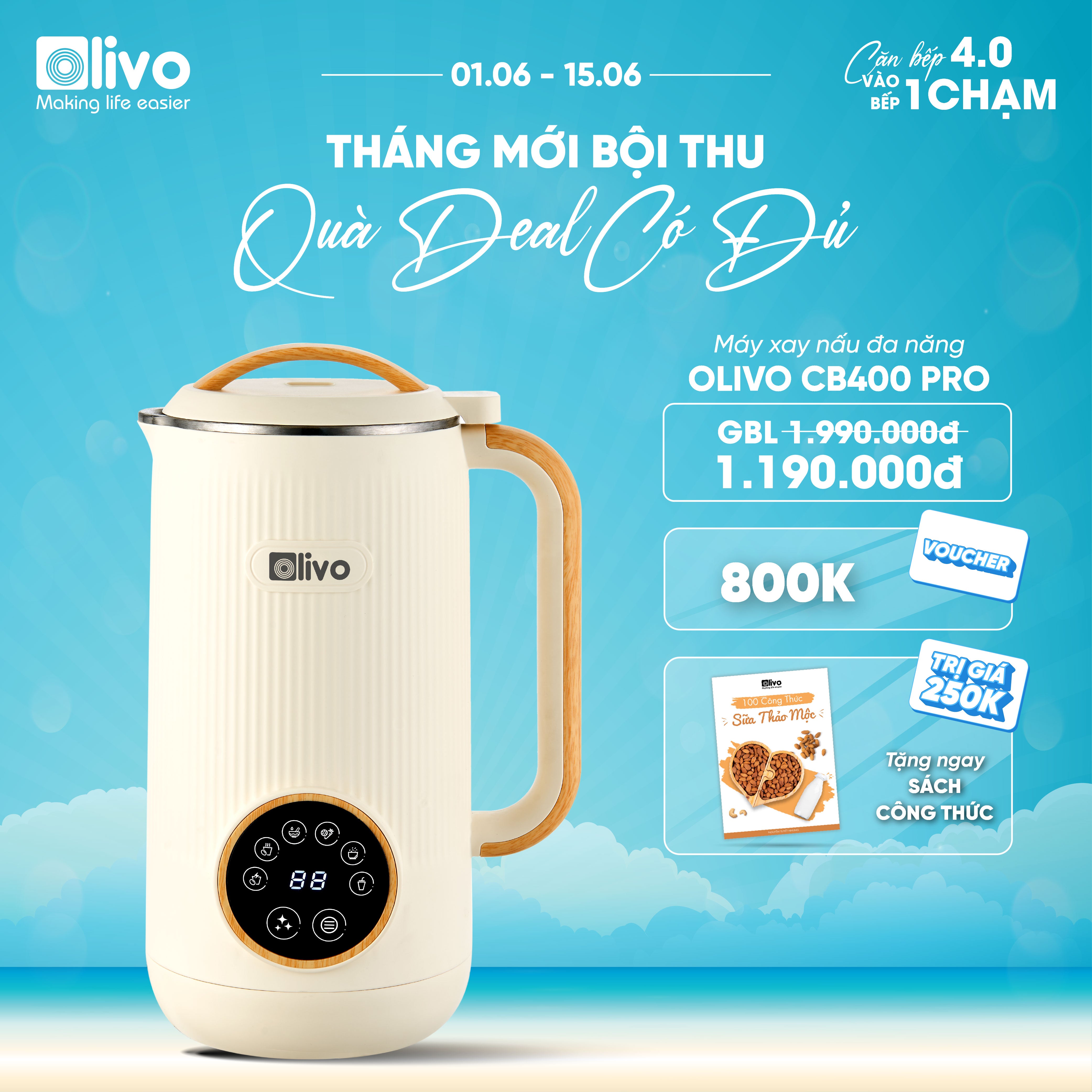 Máy Xay Nấu Đa Năng OLIVO CB400 PRO – Nhỏ Gọn Tiện Mang Theo – Đa Chức Năng – Cao Cấp