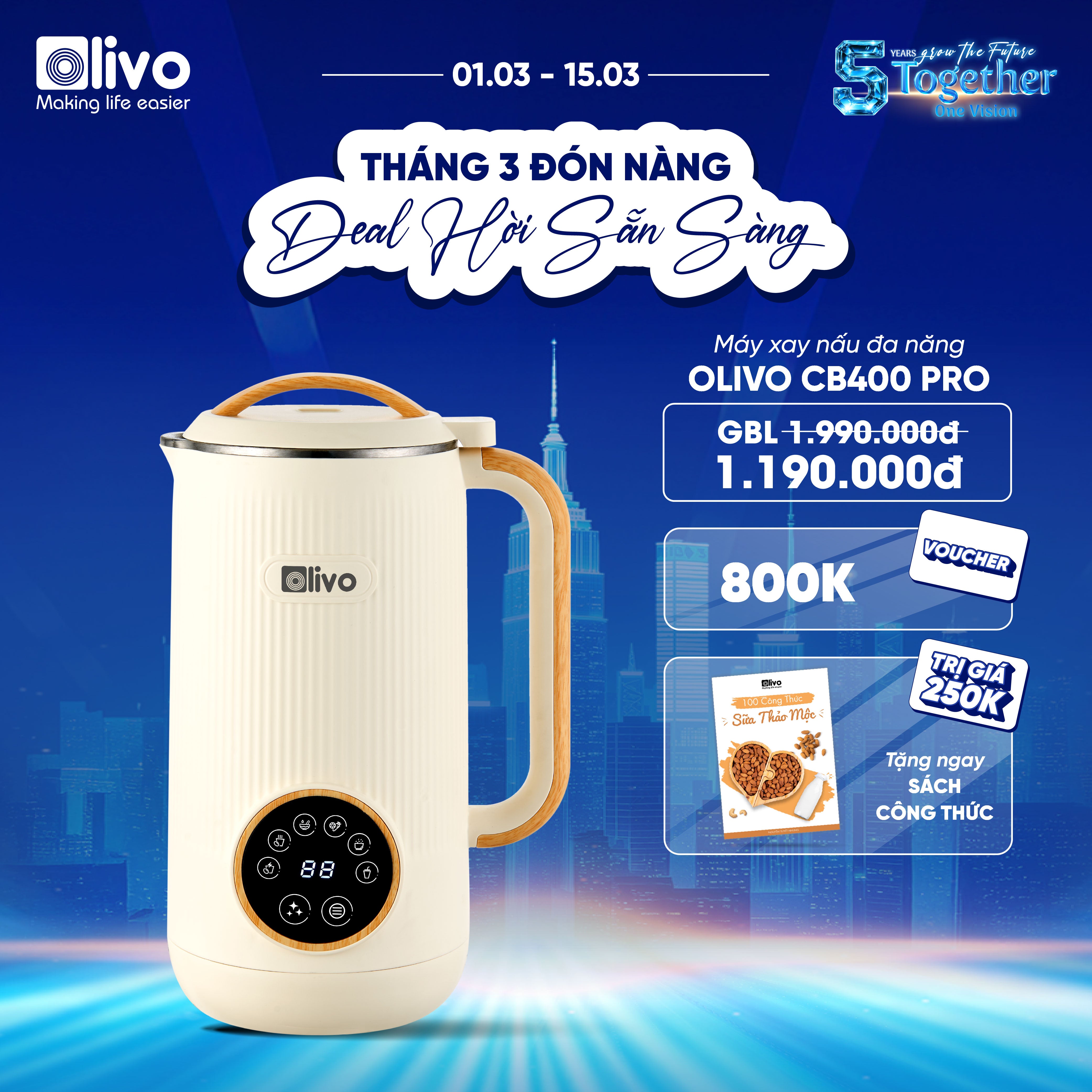 Máy Xay Nấu Đa Năng OLIVO CB400 PRO – Nhỏ Gọn Tiện Mang Theo – Đa Chức Năng – Cao Cấp