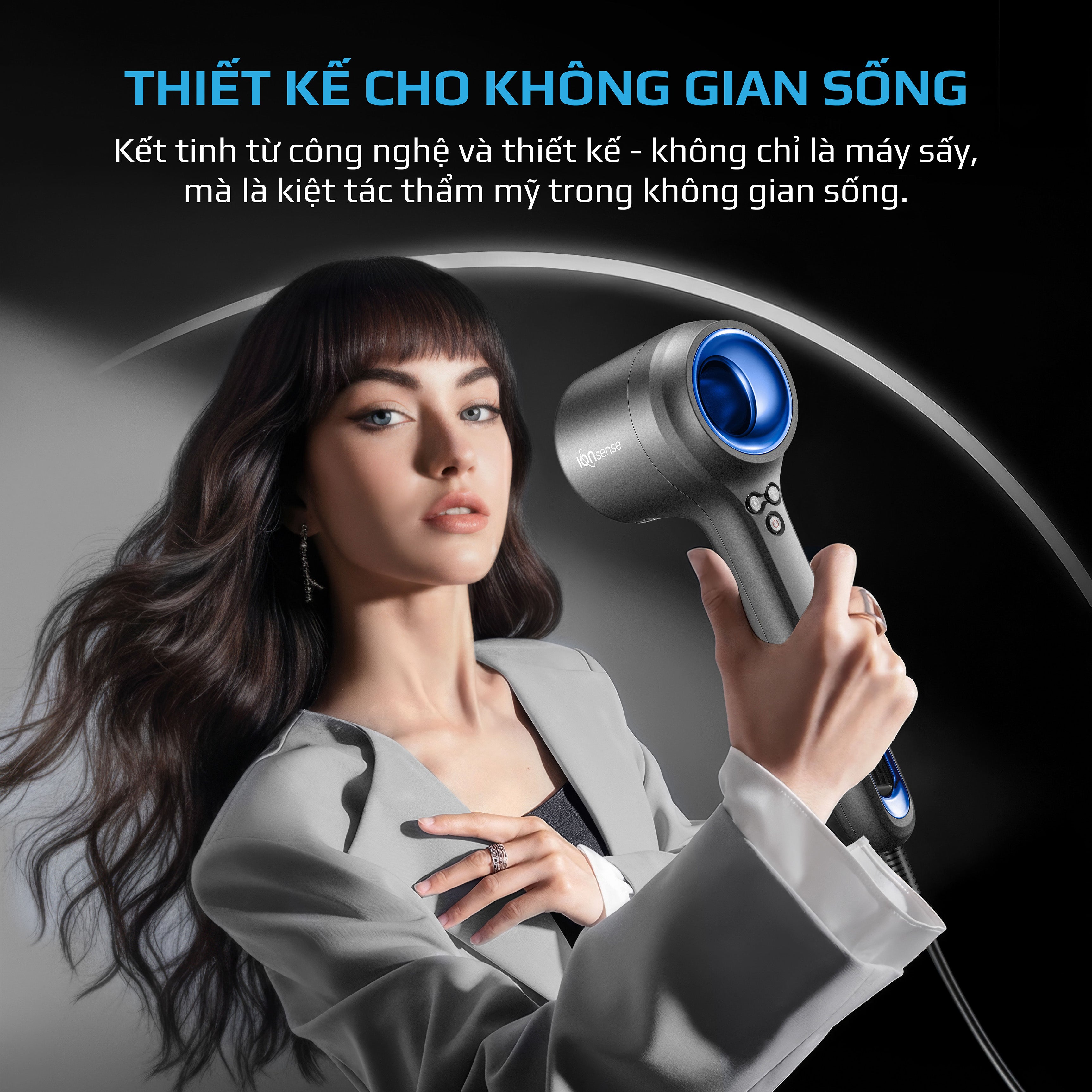 Máy Sấy Tóc OLIVO IonSense - Máy Sấy Tóc Ion Âm Tốc Độ Cao, 9 Chế Độ Sấy, Phụ Kiện Đa Dạng, Cảm Biến Nhiệt Thông Minh, Màu Sắc Sang Trọng
