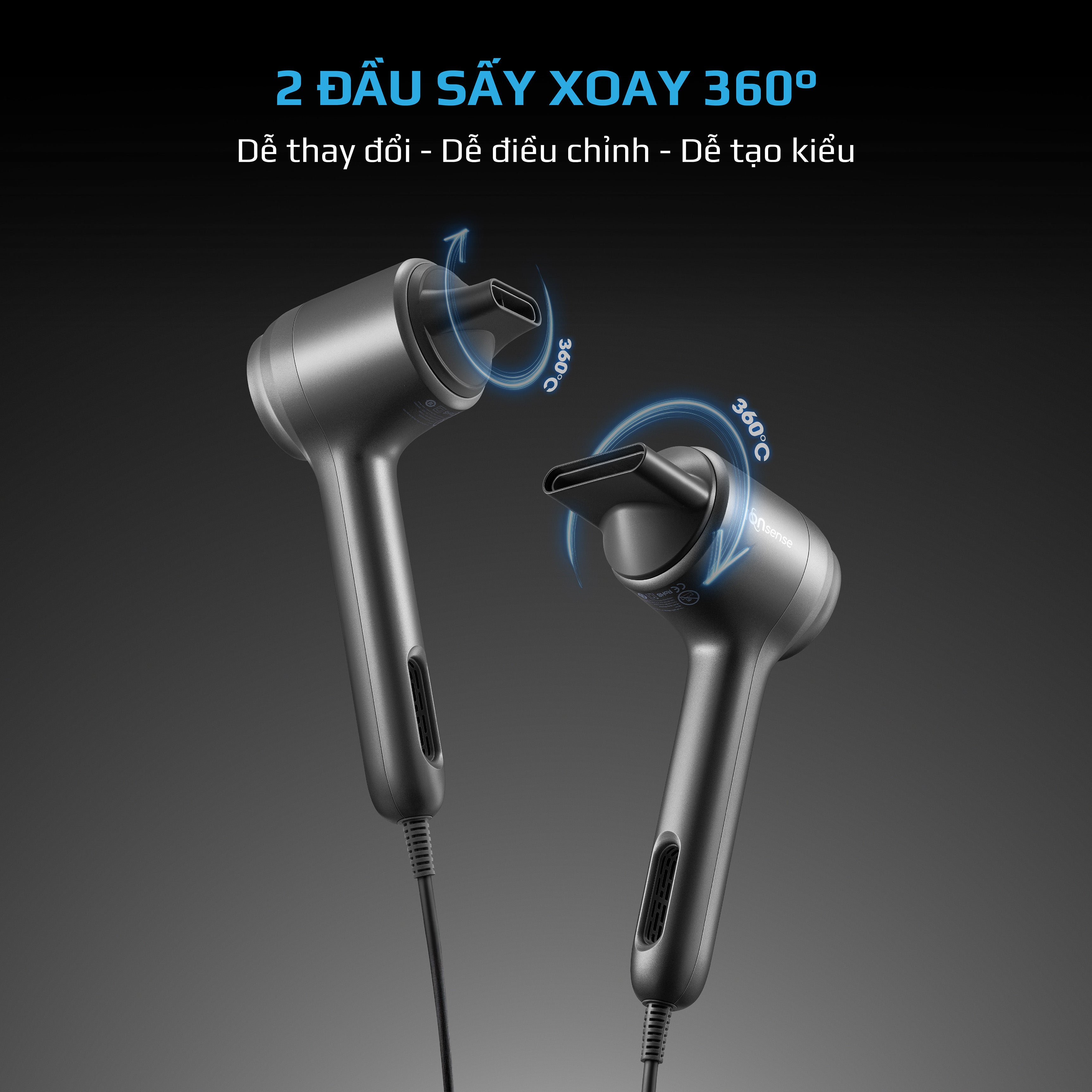 Máy Sấy Tóc OLIVO IonSense - Máy Sấy Tóc Ion Âm Tốc Độ Cao, 9 Chế Độ Sấy, Phụ Kiện Đa Dạng, Cảm Biến Nhiệt Thông Minh, Màu Sắc Sang Trọng