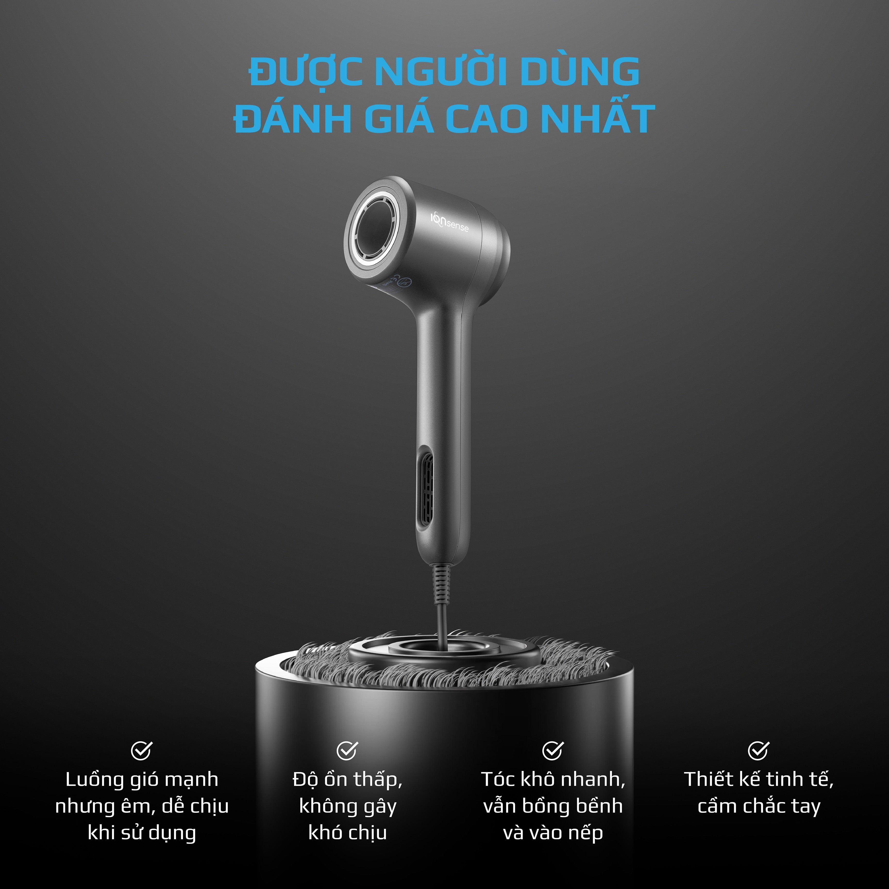 Máy Sấy Tóc OLIVO IonSense - Máy Sấy Tóc Ion Âm Tốc Độ Cao, 9 Chế Độ Sấy, Phụ Kiện Đa Dạng, Cảm Biến Nhiệt Thông Minh, Màu Sắc Sang Trọng
