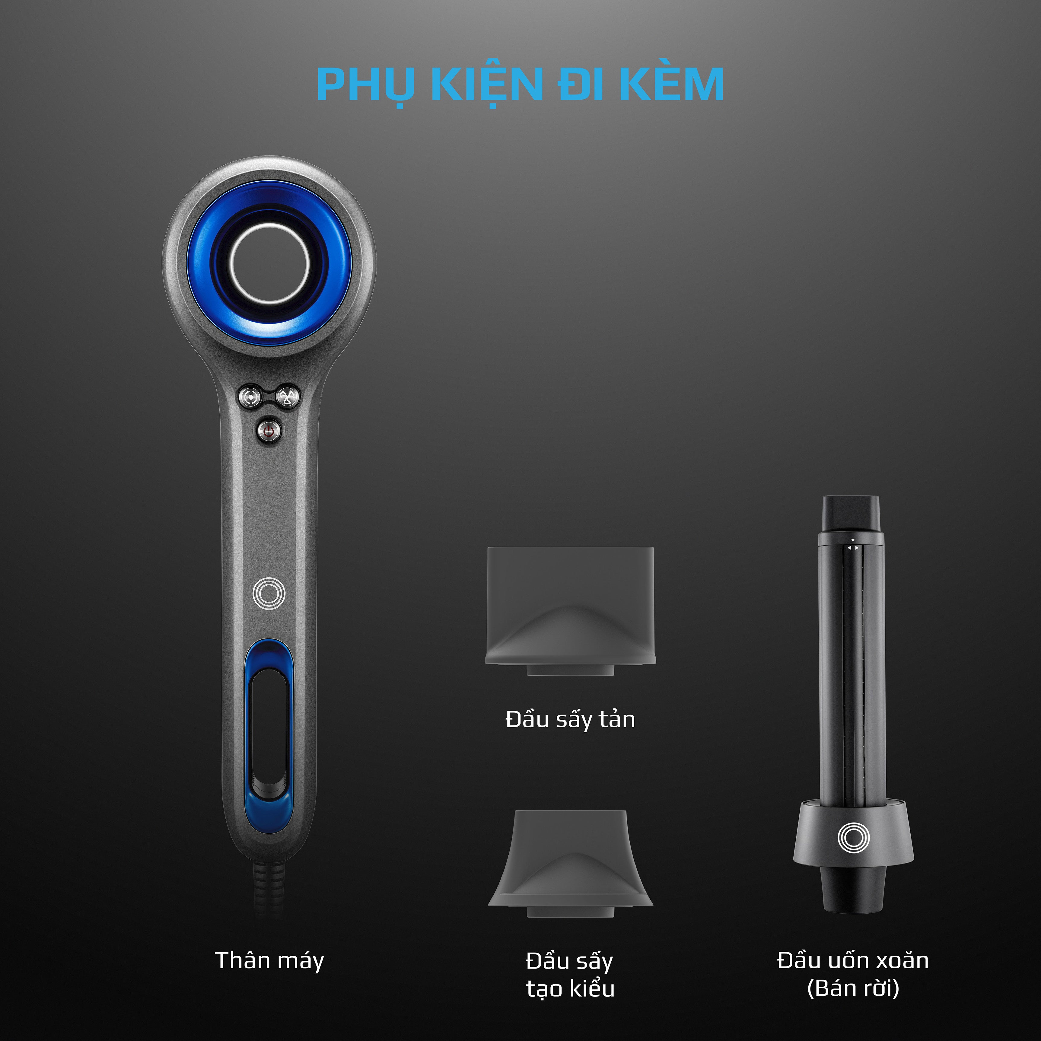 Máy Sấy Tóc OLIVO IonSense - Máy Sấy Tóc Ion Âm Tốc Độ Cao, 9 Chế Độ Sấy, Phụ Kiện Đa Dạng, Cảm Biến Nhiệt Thông Minh, Màu Sắc Sang Trọng