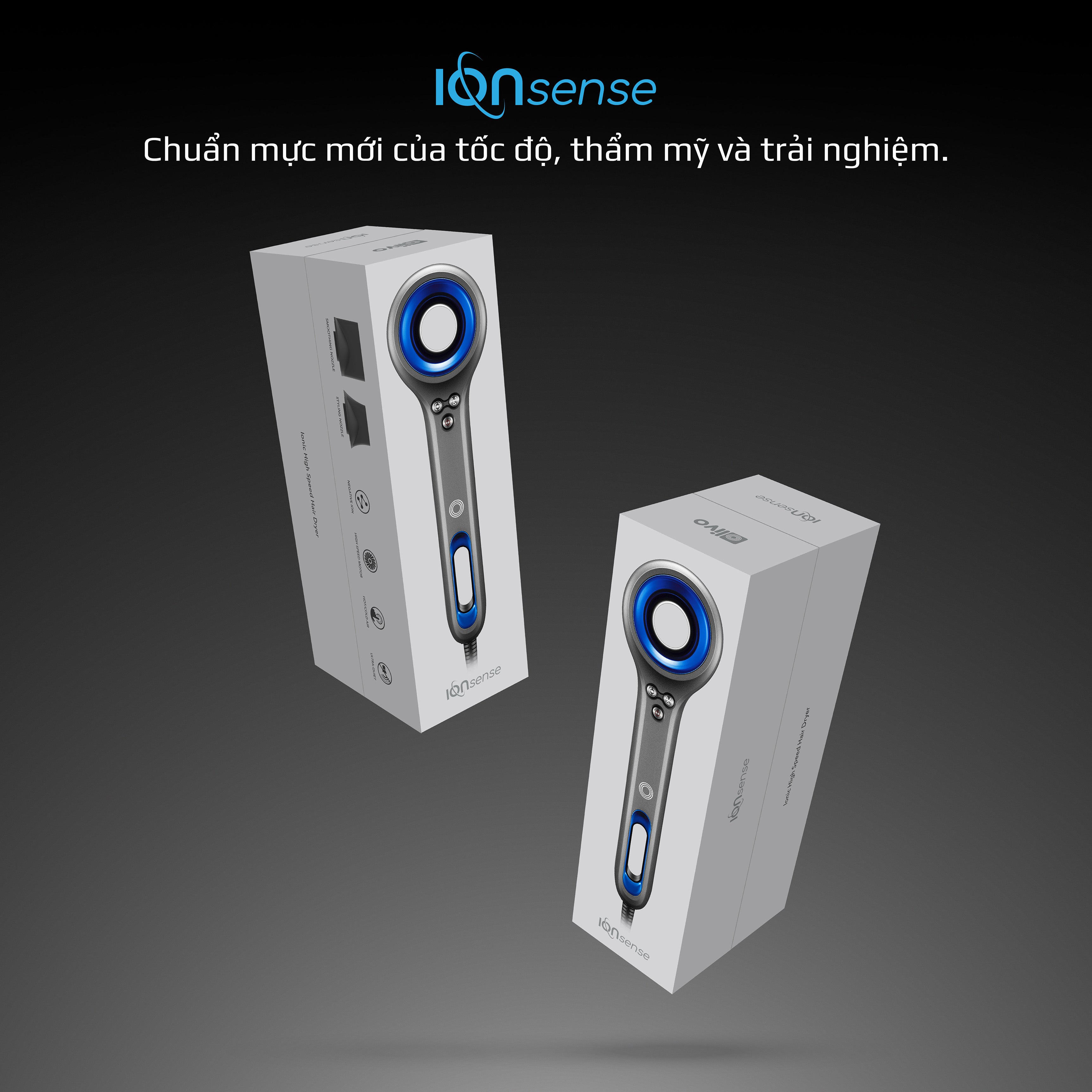 Máy Sấy Tóc OLIVO IonSense - Máy Sấy Tóc Ion Âm Tốc Độ Cao, 9 Chế Độ Sấy, Phụ Kiện Đa Dạng, Cảm Biến Nhiệt Thông Minh, Màu Sắc Sang Trọng