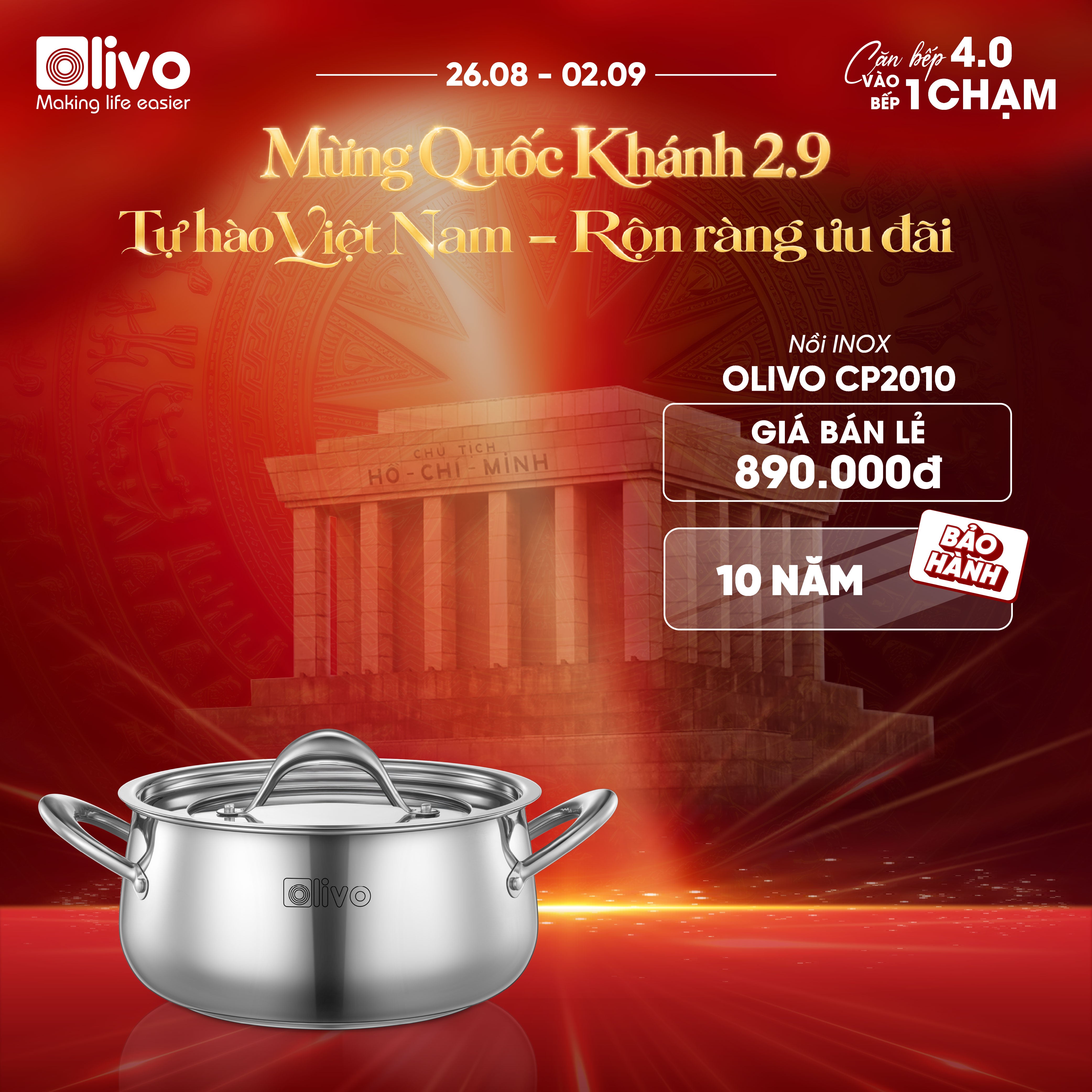 Bộ Nồi Inox OLIVO Chef’s Premium - Bộ 3 Nồi - Đa Dạng Kích Thước - Đáy Kép Liền Khối - Nắp Kính Cường Lực - Nấu Được Trên Mọi Loại Bếp