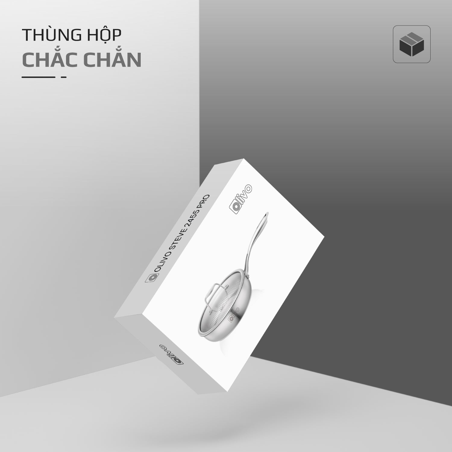 Chảo INOX OLIVO STEVE 2455 PRO - Lòng Chảo Vân Tròn - Chống Dính Tự Nhiên - Đường Kính 24Cm - Sâu Lòng 5.5Cm - Nấu Được Trên Mọi Loại Bếp