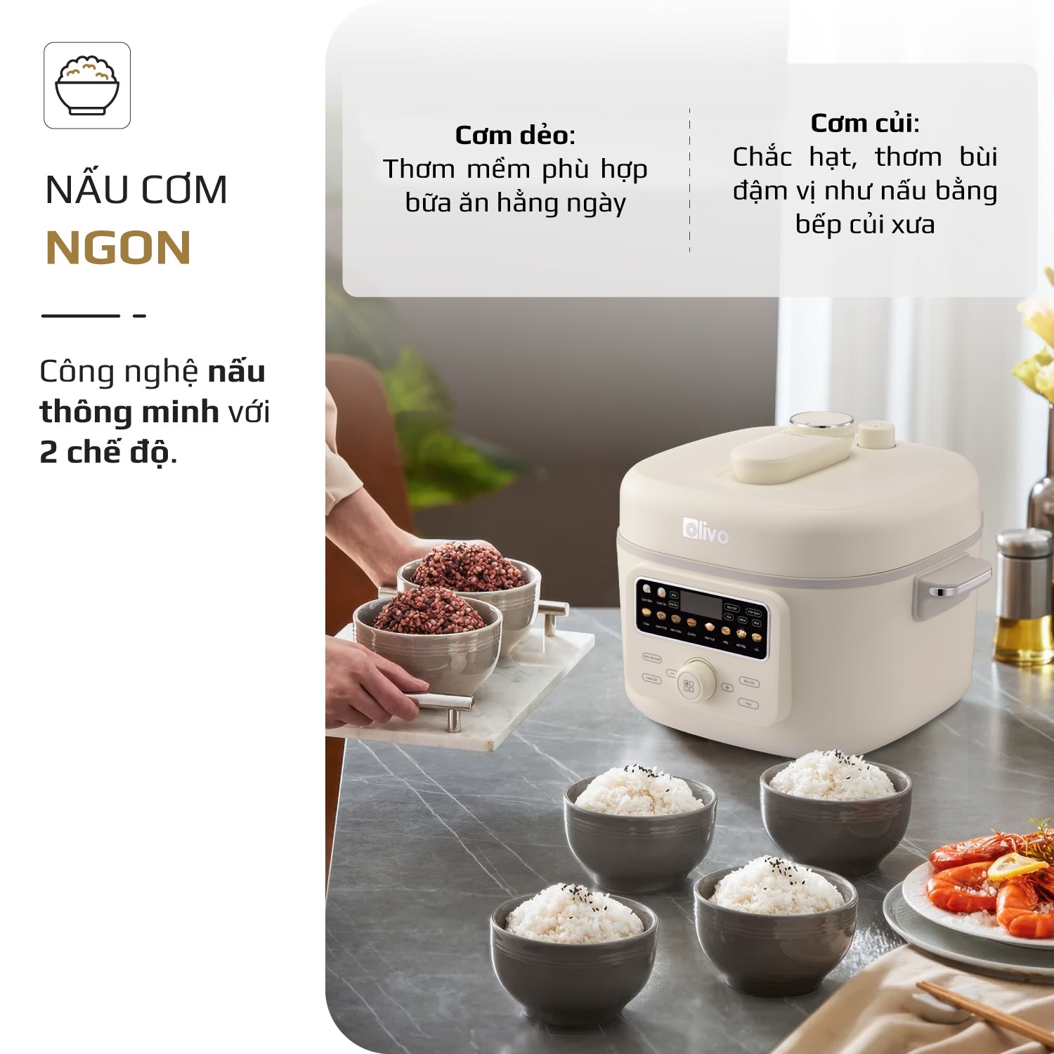 Nồi Áp Suất Điện Đa Năng OLIVO PC40 – Nồi 2 Nắp, 3 Chế Độ Nấu, Màn Hình OLED Hiện Đại, Lòng Nồi INOX 304, Đa Chức Năng 10 Chế Độ Cài Sẵn, Dung Tích 4L, Công Suất 1300W