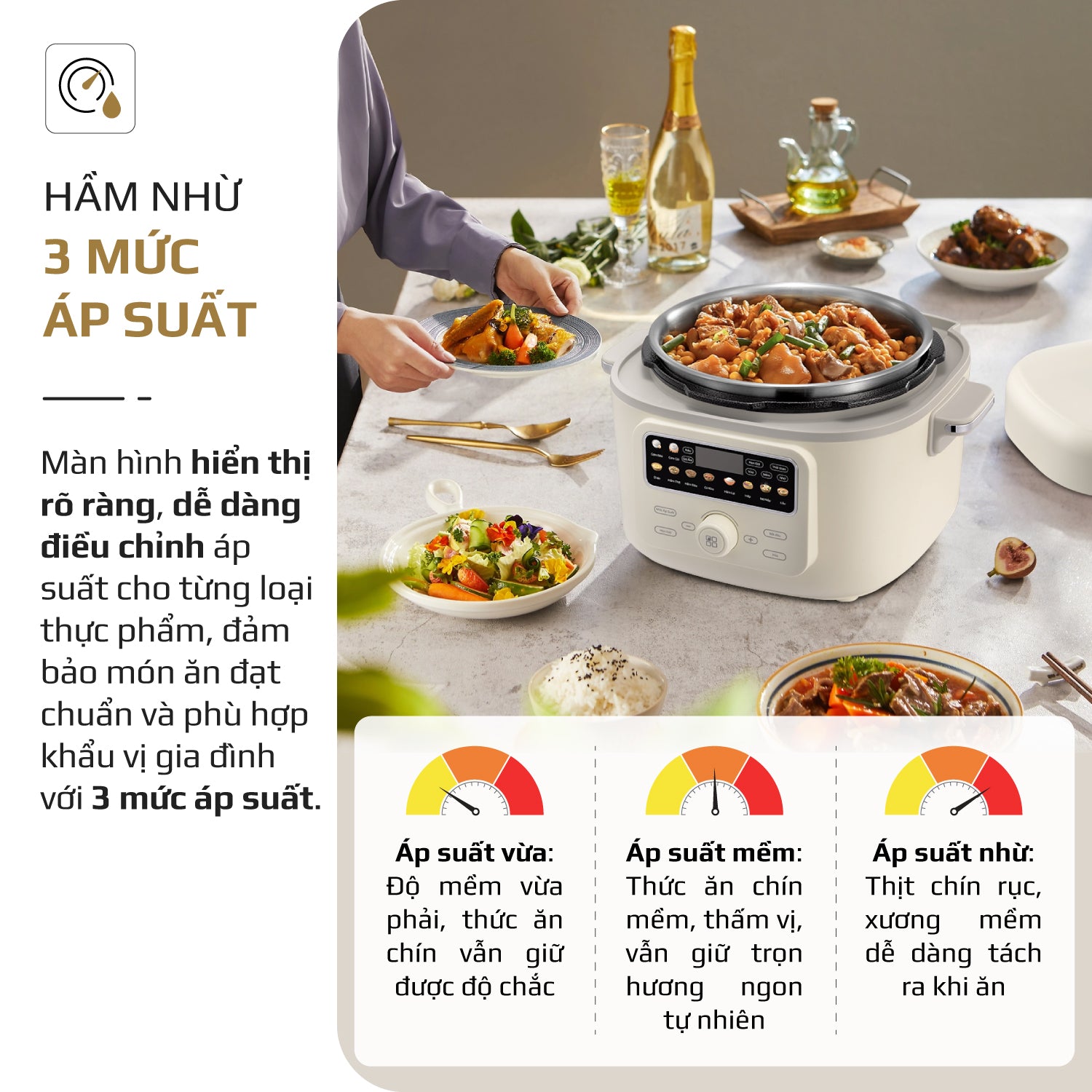 Nồi Áp Suất Điện Đa Năng OLIVO PC40 – Nồi 2 Nắp, 3 Chế Độ Nấu, Màn Hình OLED Hiện Đại, Lòng Nồi INOX 304, Đa Chức Năng 10 Chế Độ Cài Sẵn, Dung Tích 4L, Công Suất 1300W