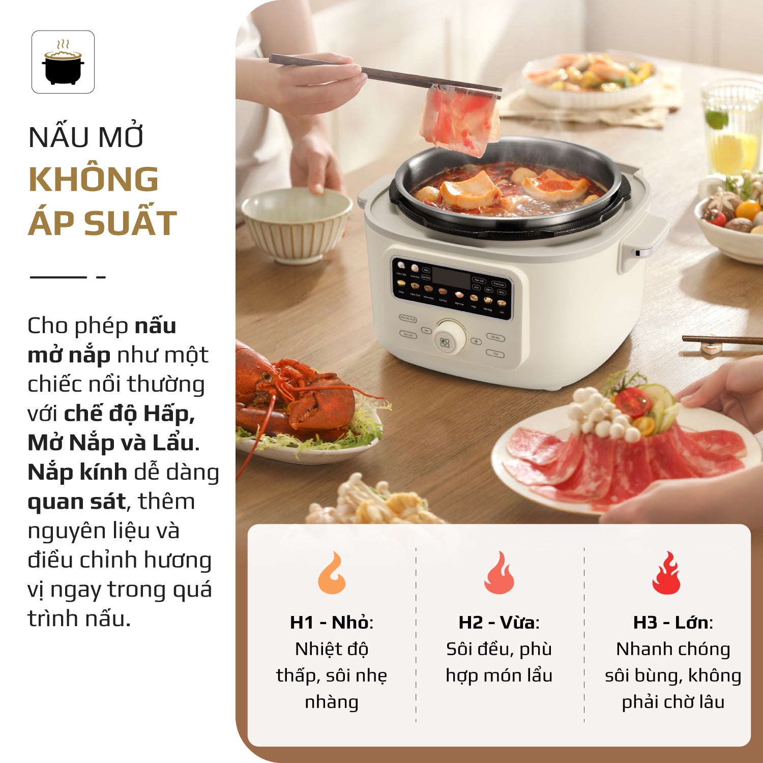 Nồi Áp Suất Điện Đa Năng OLIVO PC40 – Nồi 2 Nắp, 3 Chế Độ Nấu, Màn Hình OLED Hiện Đại, Lòng Nồi INOX 304, Đa Chức Năng 10 Chế Độ Cài Sẵn, Dung Tích 4L, Công Suất 1300W