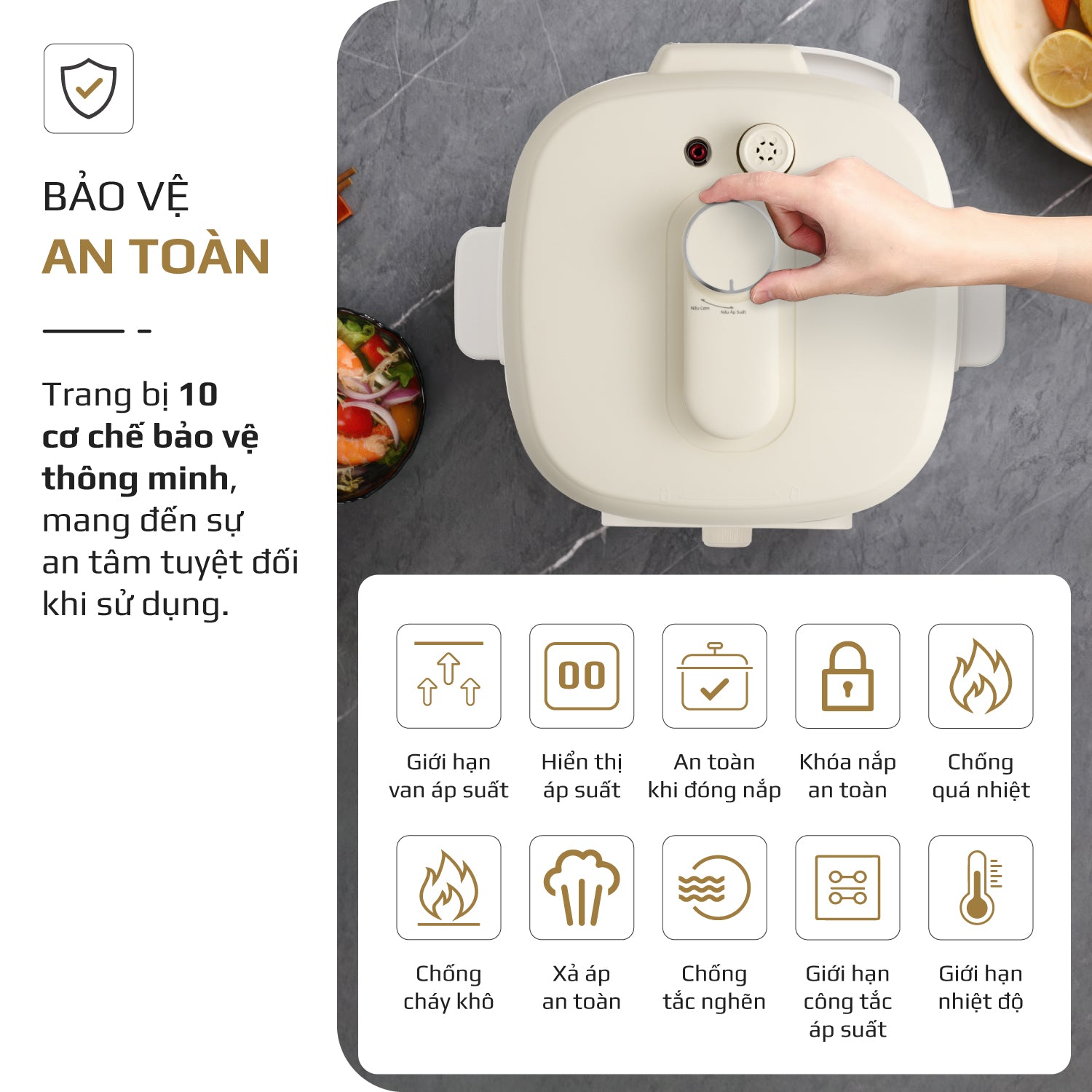 Nồi Áp Suất Điện Đa Năng OLIVO PC40 – Nồi 2 Nắp, 3 Chế Độ Nấu, Màn Hình OLED Hiện Đại, Lòng Nồi INOX 304, Đa Chức Năng 10 Chế Độ Cài Sẵn, Dung Tích 4L, Công Suất 1300W