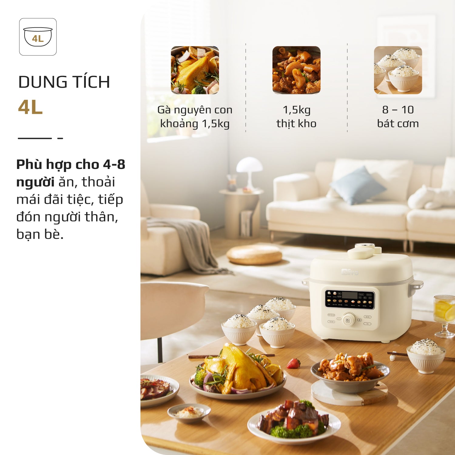 Nồi Áp Suất Điện Đa Năng OLIVO PC40 – Nồi 2 Nắp, 3 Chế Độ Nấu, Màn Hình OLED Hiện Đại, Lòng Nồi INOX 304, Đa Chức Năng 10 Chế Độ Cài Sẵn, Dung Tích 4L, Công Suất 1300W