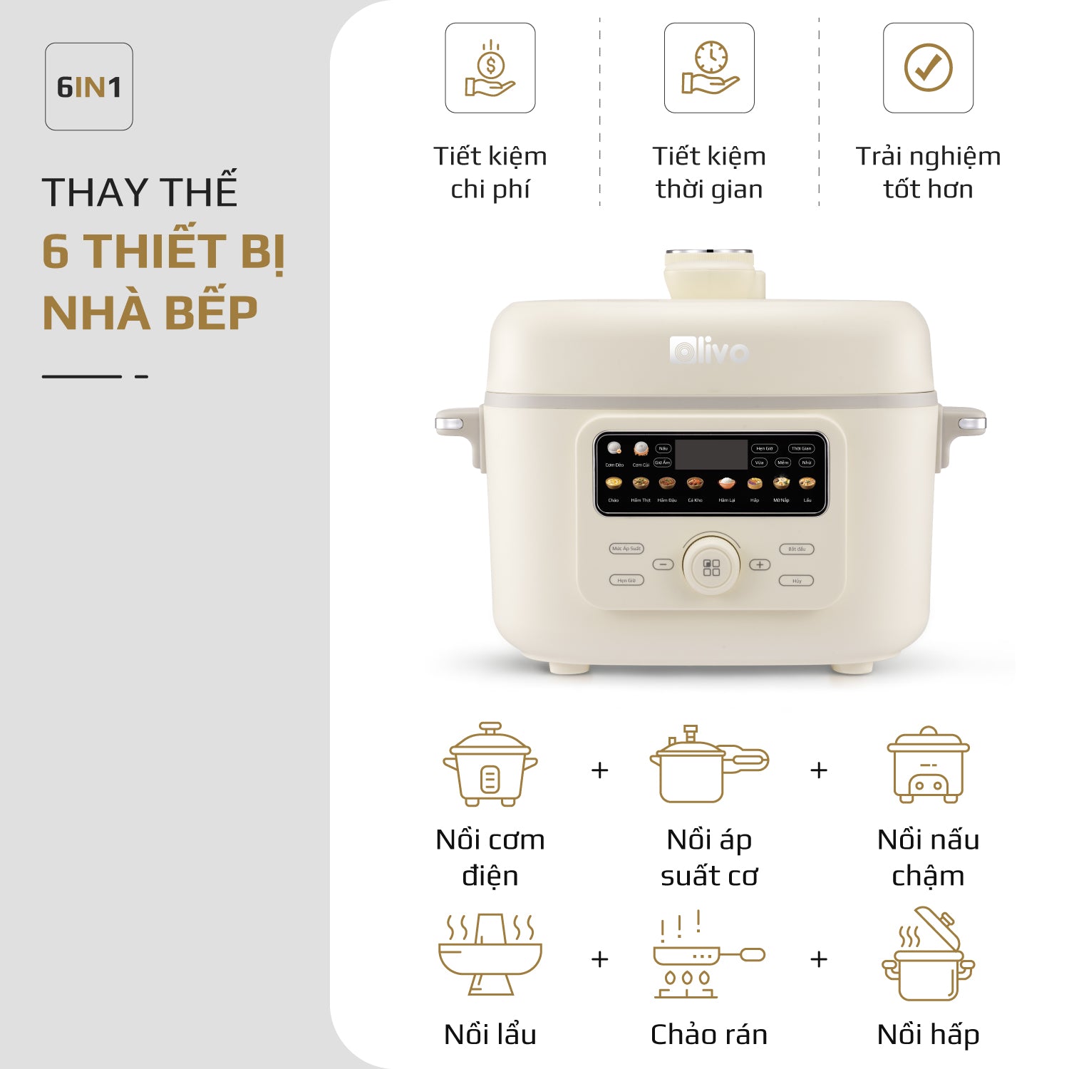 Nồi Áp Suất Điện Đa Năng OLIVO PC40 – Nồi 2 Nắp, 3 Chế Độ Nấu, Màn Hình OLED Hiện Đại, Lòng Nồi INOX 304, Đa Chức Năng 10 Chế Độ Cài Sẵn, Dung Tích 4L, Công Suất 1300W