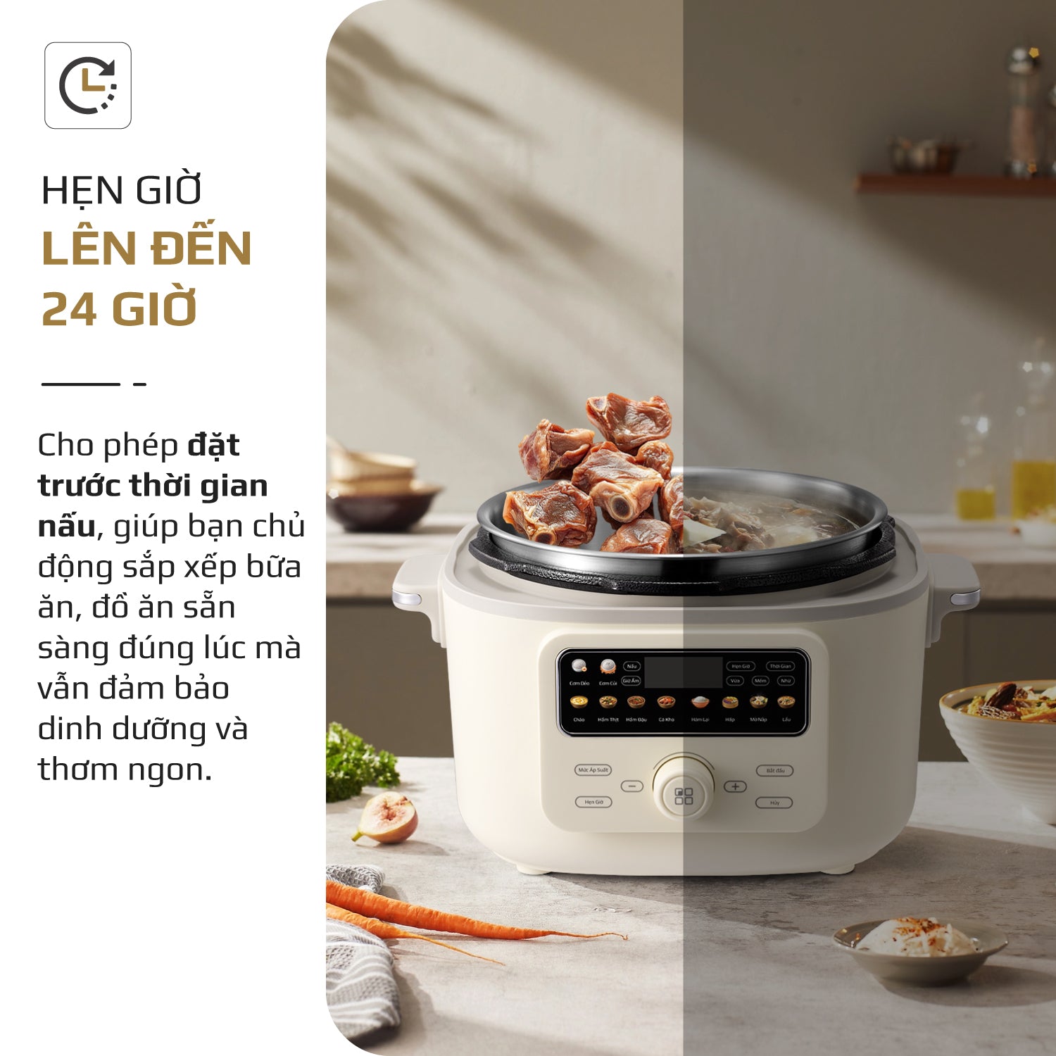 Nồi Áp Suất Điện Đa Năng OLIVO PC40 – Nồi 2 Nắp, 3 Chế Độ Nấu, Màn Hình OLED Hiện Đại, Lòng Nồi INOX 304, Đa Chức Năng 10 Chế Độ Cài Sẵn, Dung Tích 4L, Công Suất 1300W