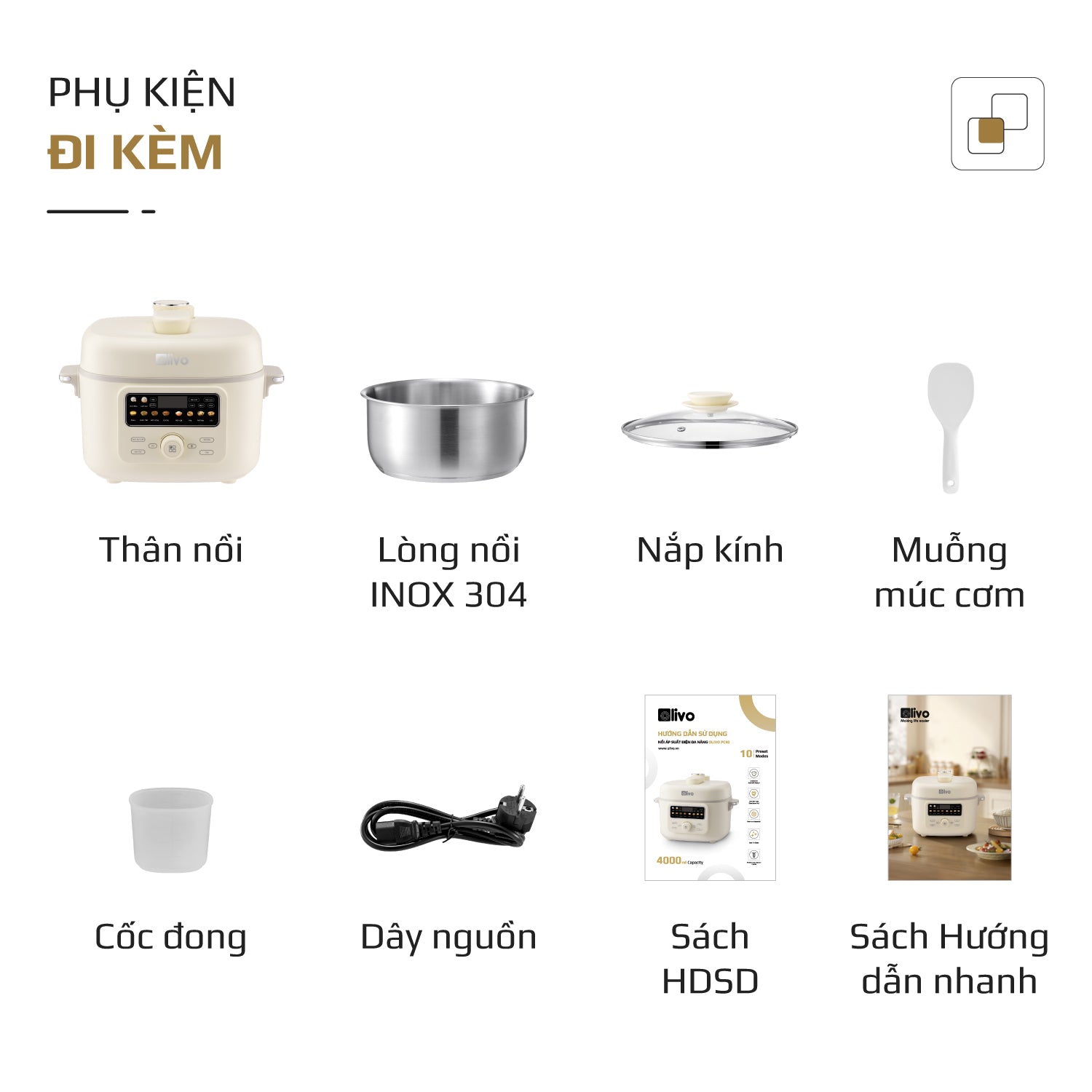 Nồi Áp Suất Điện Đa Năng OLIVO PC40 – Nồi 2 Nắp, 3 Chế Độ Nấu, Màn Hình OLED Hiện Đại, Lòng Nồi INOX 304, Đa Chức Năng 10 Chế Độ Cài Sẵn, Dung Tích 4L, Công Suất 1300W