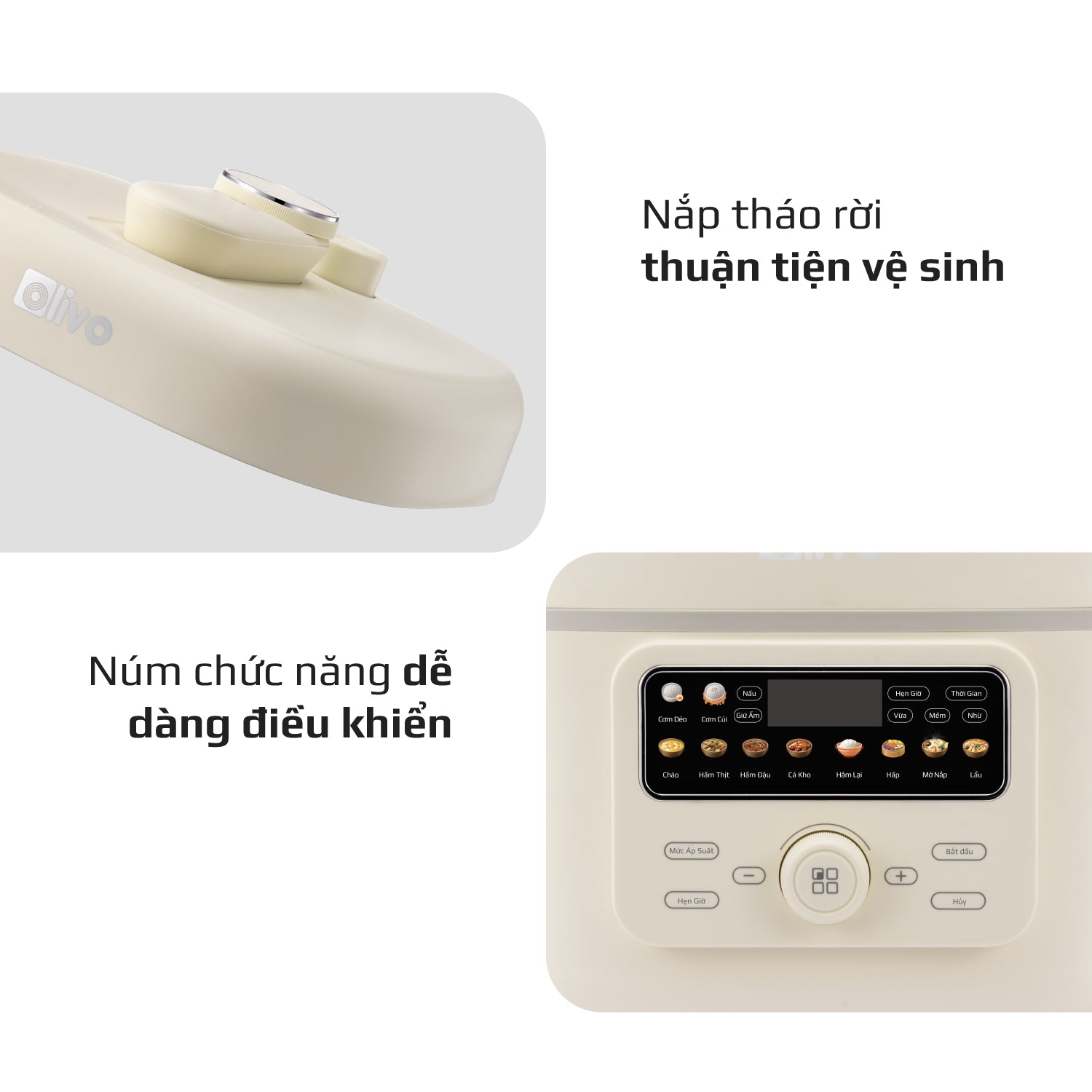 Nồi Áp Suất Điện Đa Năng OLIVO PC40 – Nồi 2 Nắp, 3 Chế Độ Nấu, Màn Hình OLED Hiện Đại, Lòng Nồi INOX 304, Đa Chức Năng 10 Chế Độ Cài Sẵn, Dung Tích 4L, Công Suất 1300W