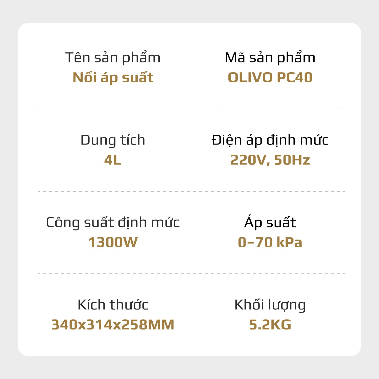 Nồi Áp Suất Điện Đa Năng OLIVO PC40 – Nồi 2 Nắp, 3 Chế Độ Nấu, Màn Hình OLED Hiện Đại, Lòng Nồi INOX 304, Đa Chức Năng 10 Chế Độ Cài Sẵn, Dung Tích 4L, Công Suất 1300W