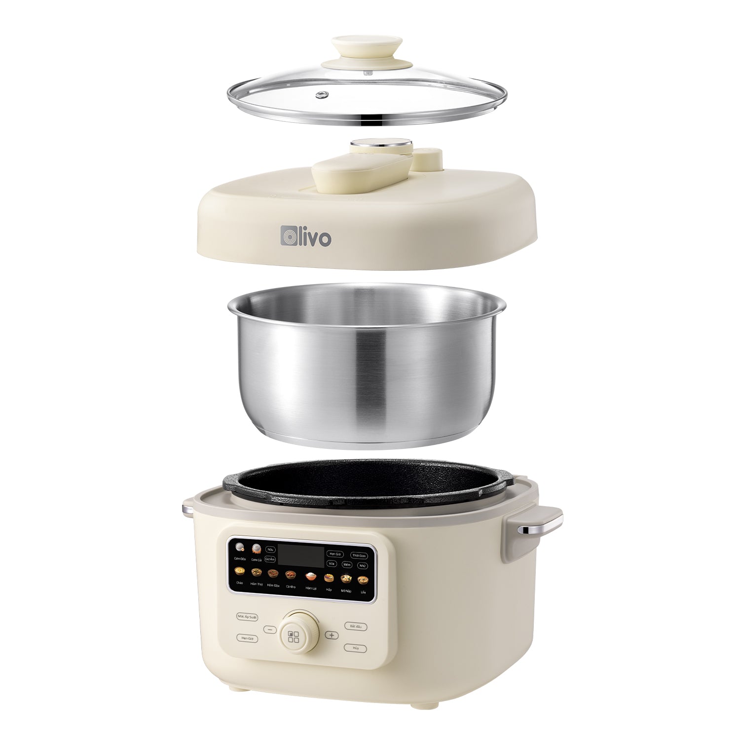 Nồi Áp Suất Điện Đa Năng OLIVO PC40 – Nồi 2 Nắp, 3 Chế Độ Nấu, Màn Hình OLED Hiện Đại, Lòng Nồi INOX 304, Đa Chức Năng 10 Chế Độ Cài Sẵn, Dung Tích 4L, Công Suất 1300W