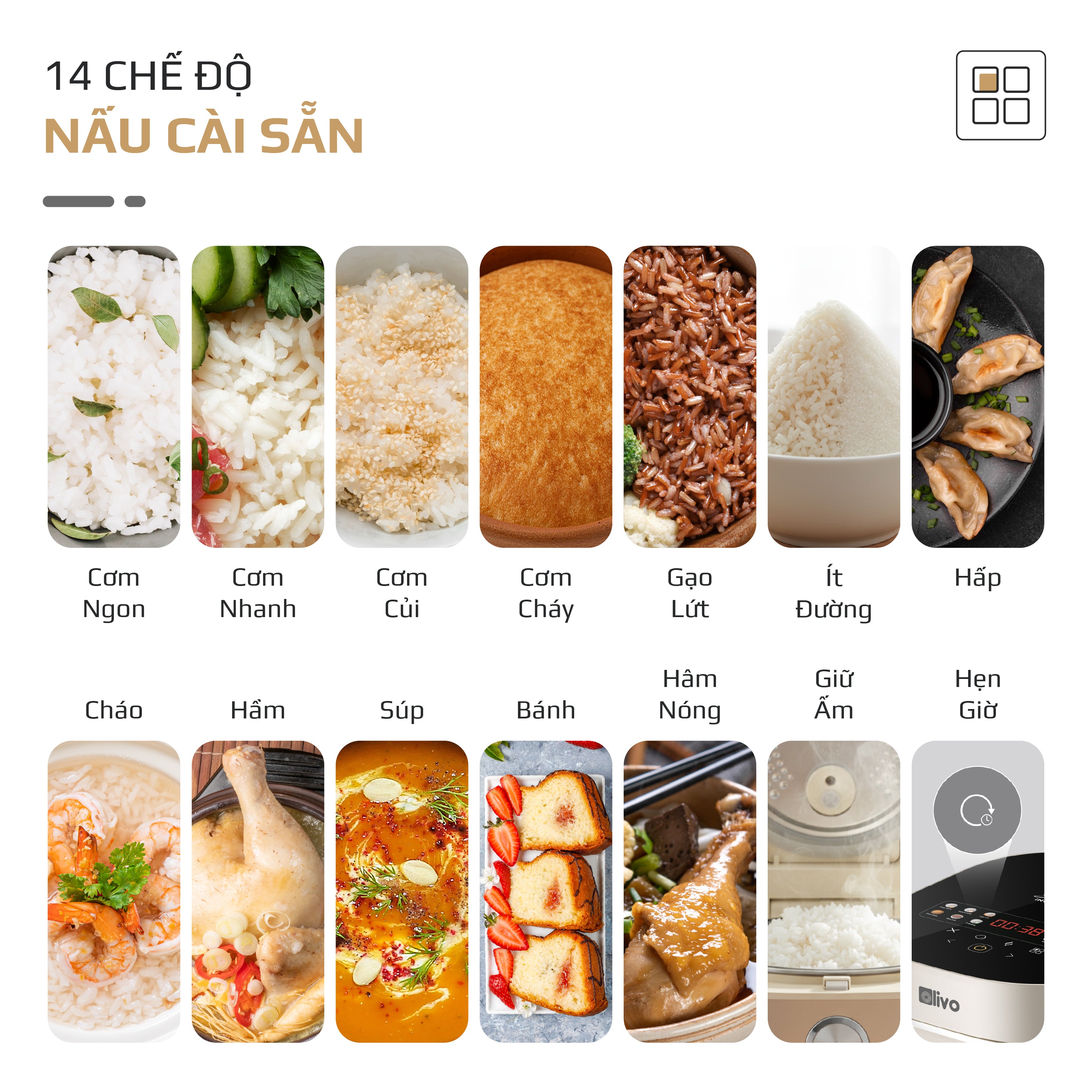 Nồi Cơm Điện Cao Tần OLIVO RC800IH - Công Nghệ Nấu Cao Tần Smart Heating, Lòng Nồi INOX 316L, 14 Chế Độ Cài Sẵn, Dung Tích 1.5L, Bảng Điều Khiển OLED