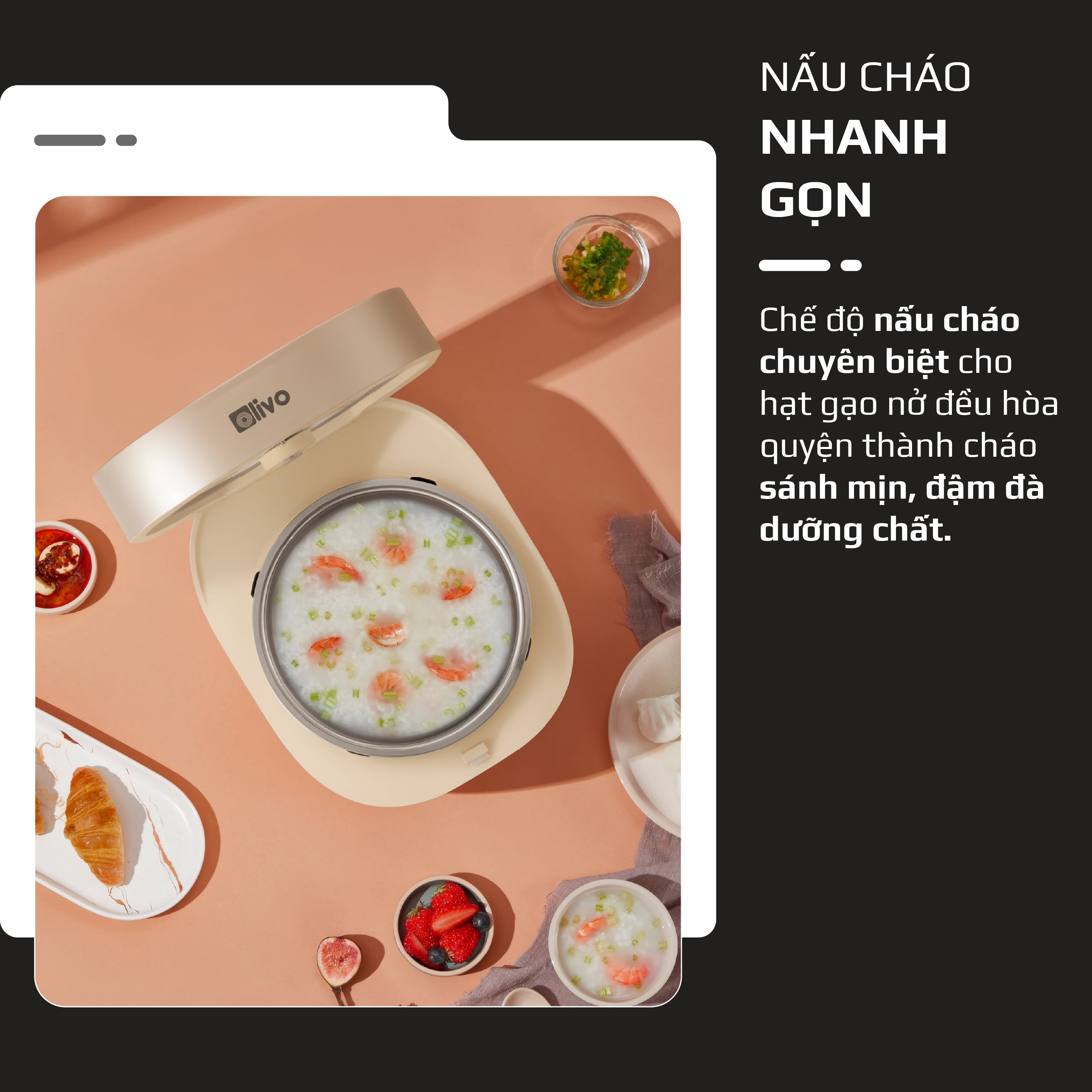 Nồi Cơm Điện Cao Tần OLIVO RC800IH - Công Nghệ Nấu Cao Tần Smart Heating, Lòng Nồi INOX 316L, 14 Chế Độ Cài Sẵn, Dung Tích 1.5L, Bảng Điều Khiển OLED