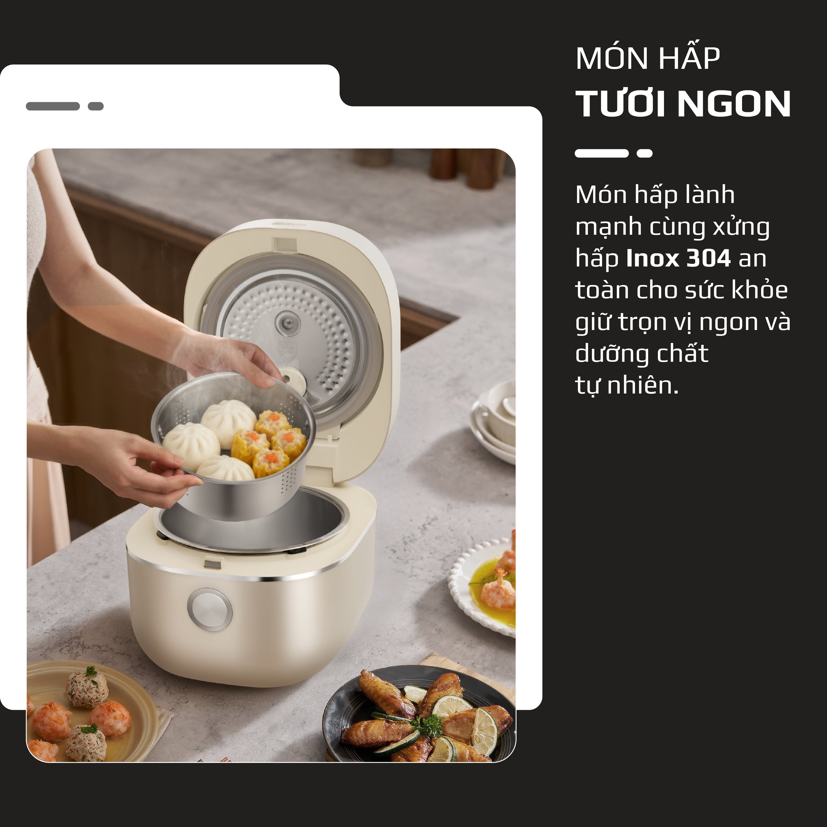 Nồi Cơm Điện Cao Tần OLIVO RC800IH - Công Nghệ Nấu Cao Tần Smart Heating, Lòng Nồi INOX 316L, 14 Chế Độ Cài Sẵn, Dung Tích 1.5L, Bảng Điều Khiển OLED