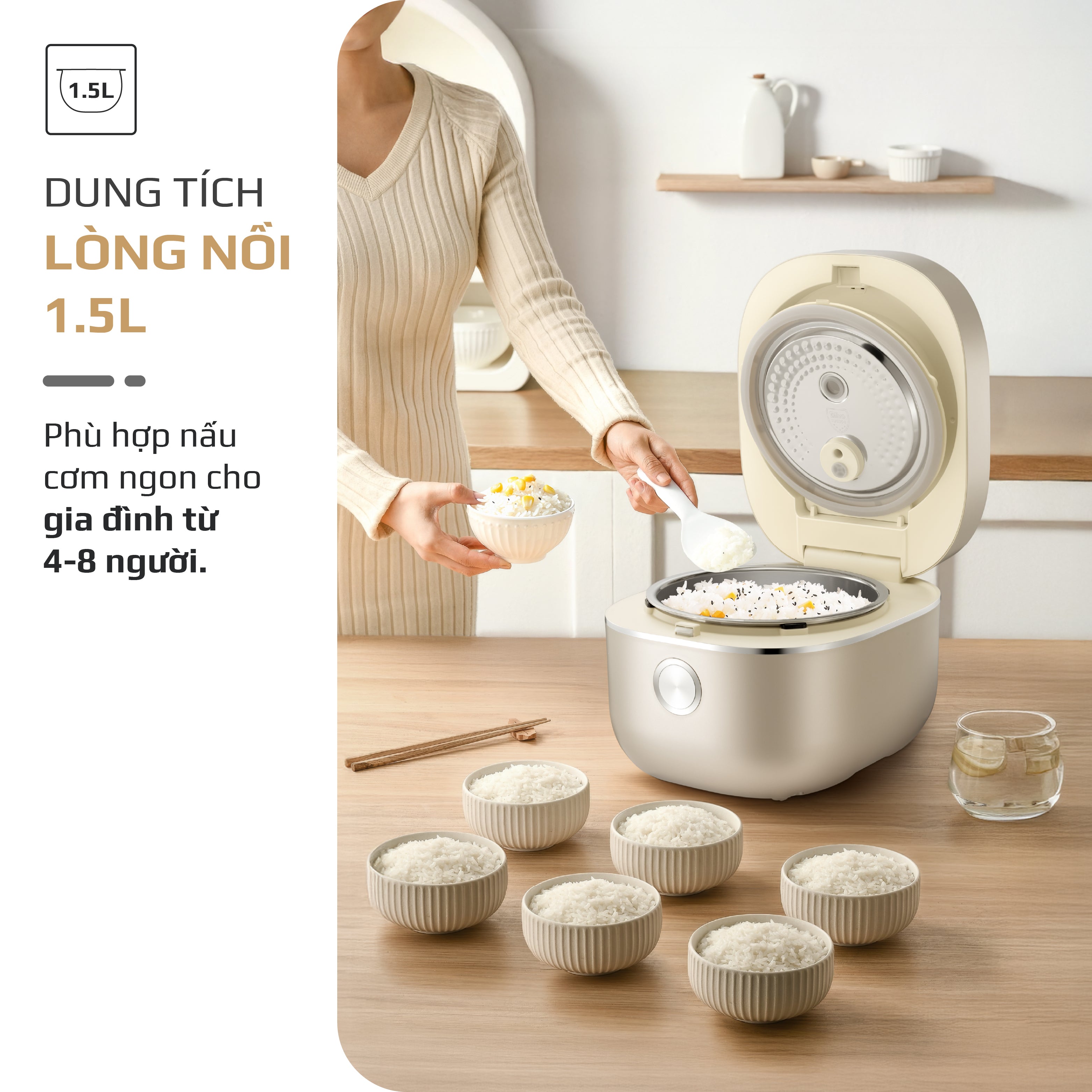 Nồi Cơm Điện Cao Tần OLIVO RC800IH - Công Nghệ Nấu Cao Tần Smart Heating, Lòng Nồi INOX 316L, 14 Chế Độ Cài Sẵn, Dung Tích 1.5L, Bảng Điều Khiển OLED