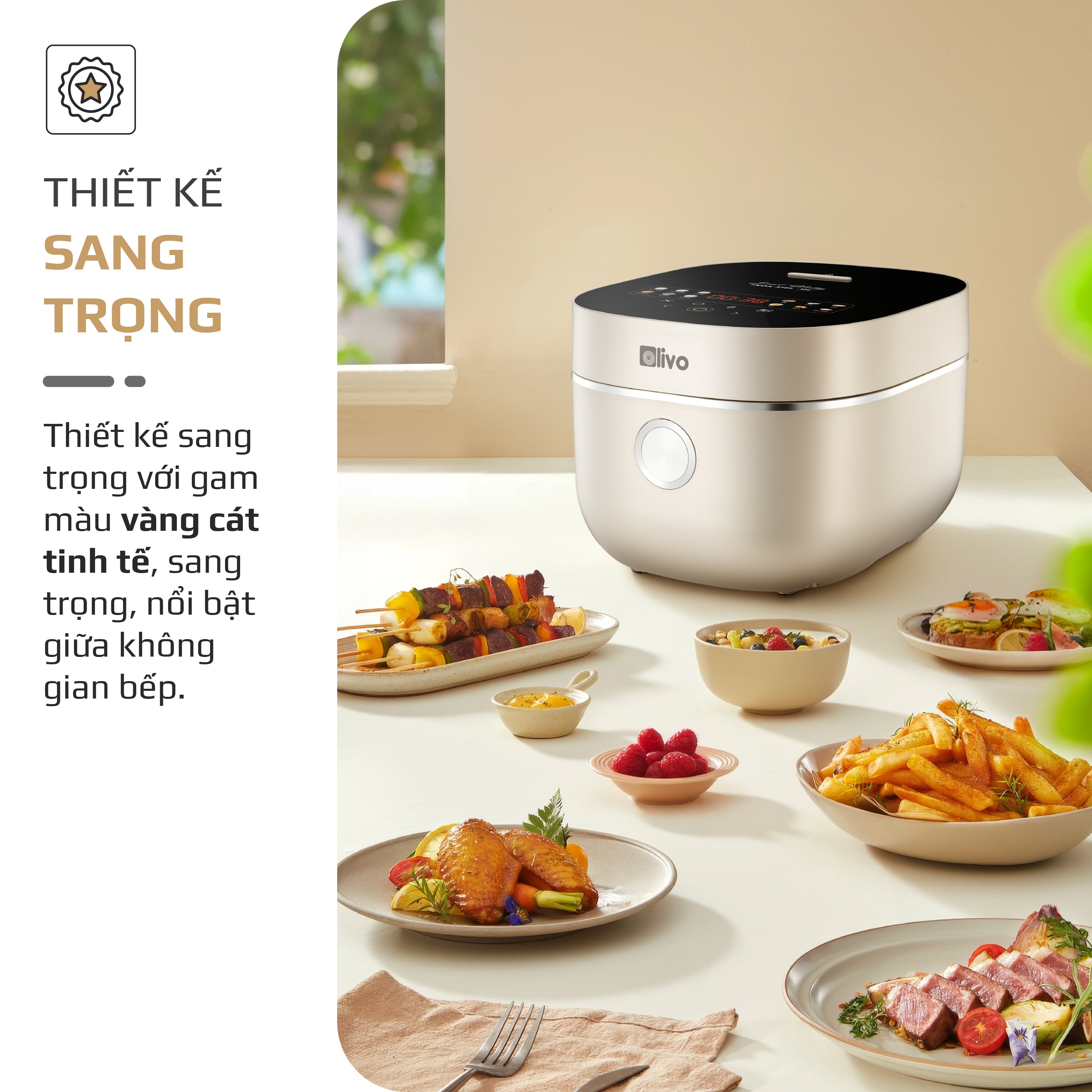 Nồi Cơm Điện Cao Tần OLIVO RC800IH - Công Nghệ Nấu Cao Tần Smart Heating, Lòng Nồi INOX 316L, 14 Chế Độ Cài Sẵn, Dung Tích 1.5L, Bảng Điều Khiển OLED